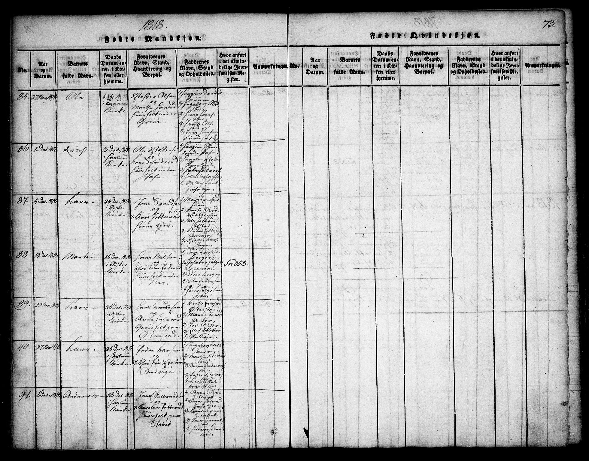 Asker prestekontor Kirkebøker, SAO/A-10256a/F/Fa/L0006: Parish register (official) no. I 6, 1814-1824, p. 73