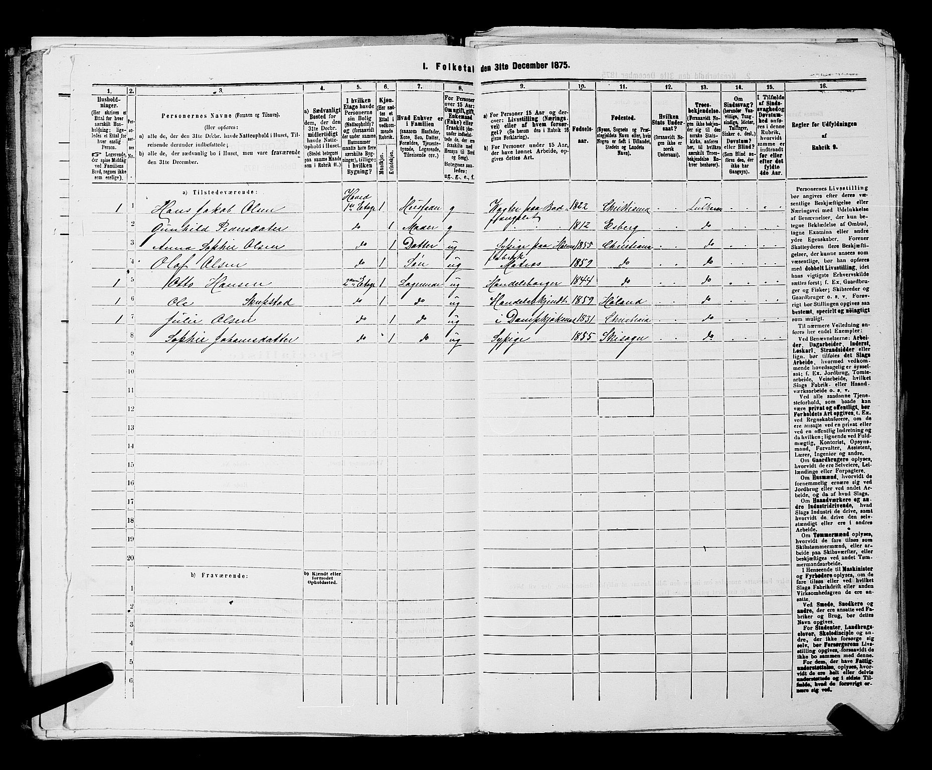 RA, 1875 census for 0301 Kristiania, 1875, p. 8030