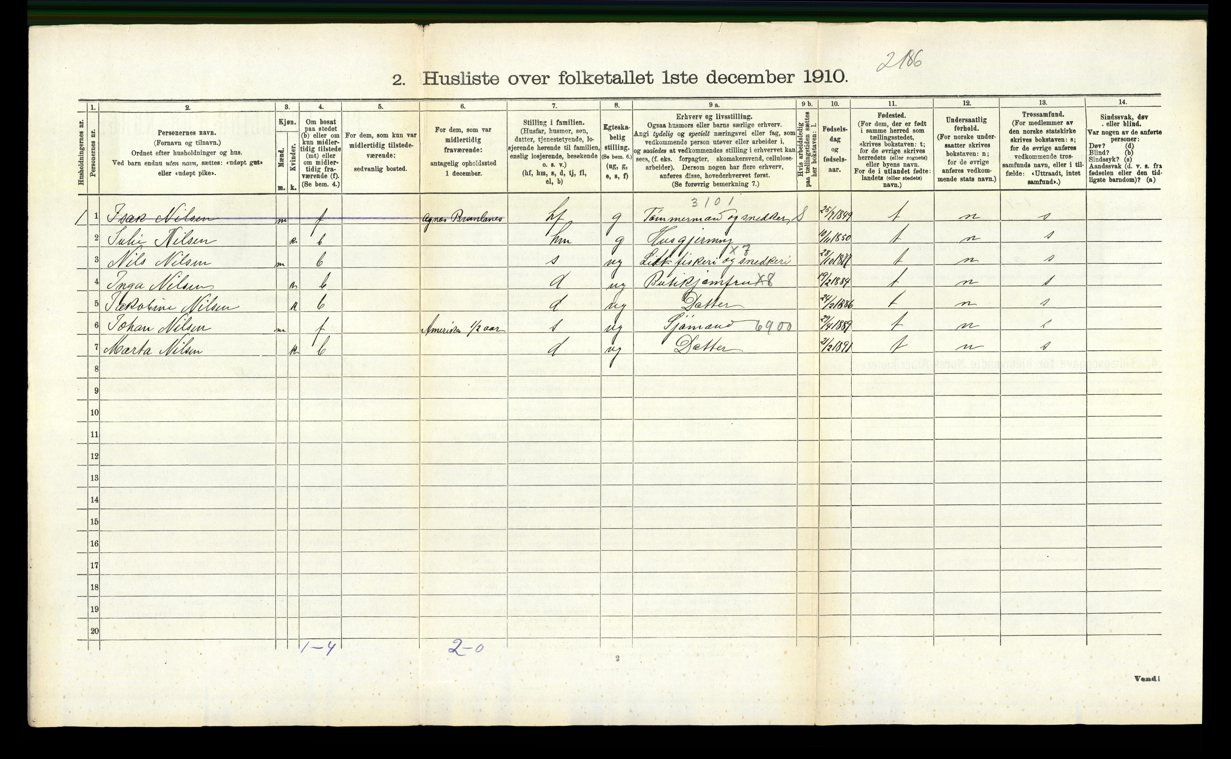 RA, 1910 census for Brunlanes, 1910, p. 1418