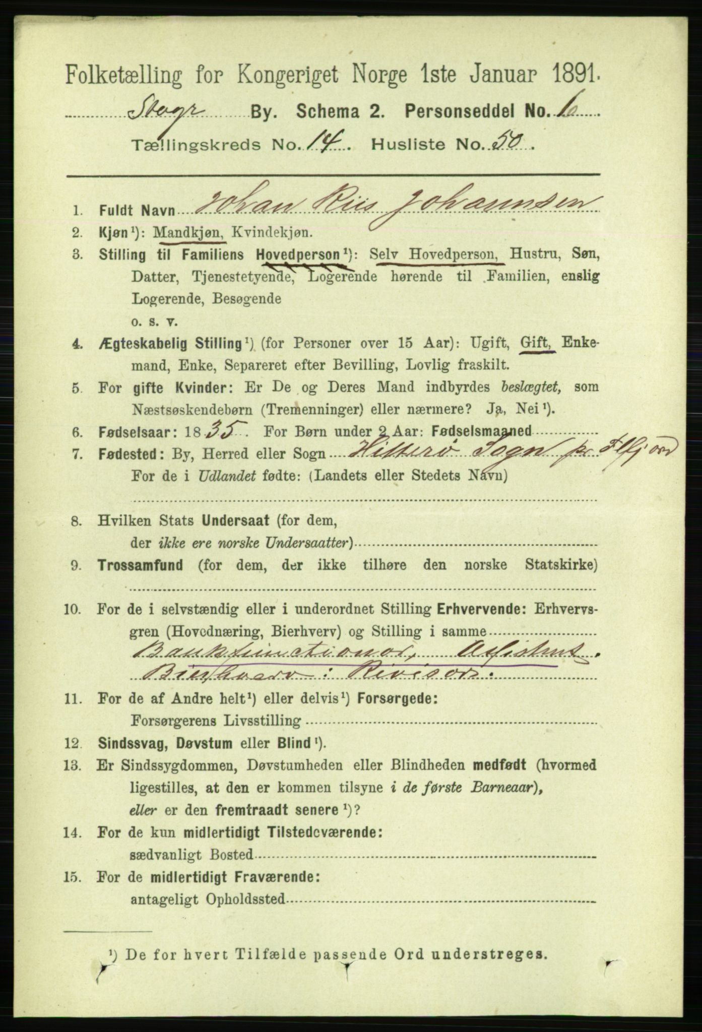 RA, 1891 census for 1103 Stavanger, 1891, p. 17431