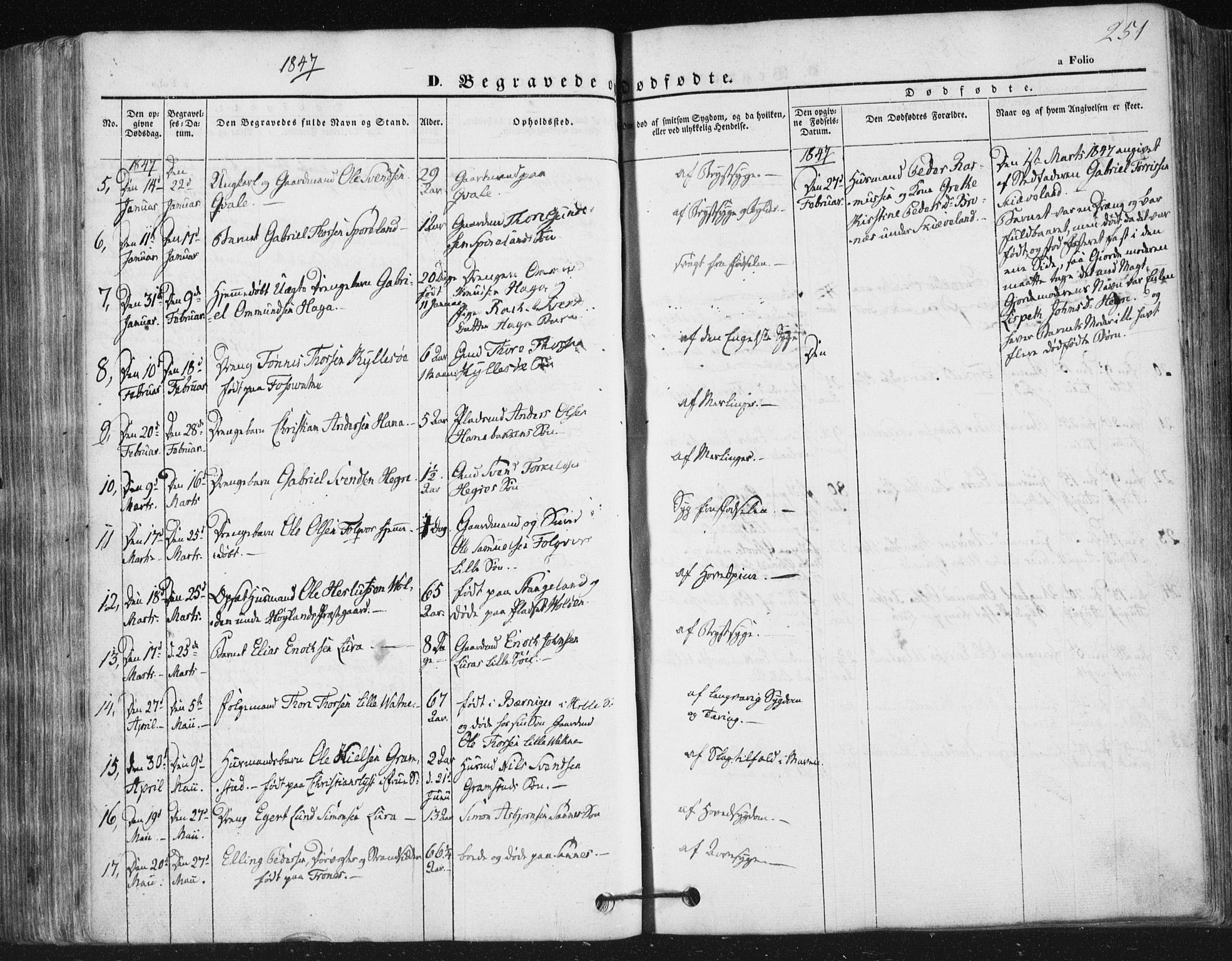 Høyland sokneprestkontor, AV/SAST-A-101799/001/30BA/L0008: Parish register (official) no. A 8, 1841-1856, p. 251