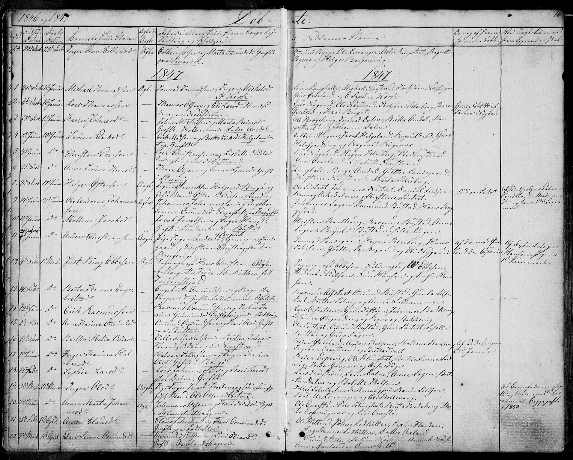 Nedstrand sokneprestkontor, SAST/A-101841/01/IV: Parish register (official) no. A 8, 1839-1860, p. 16