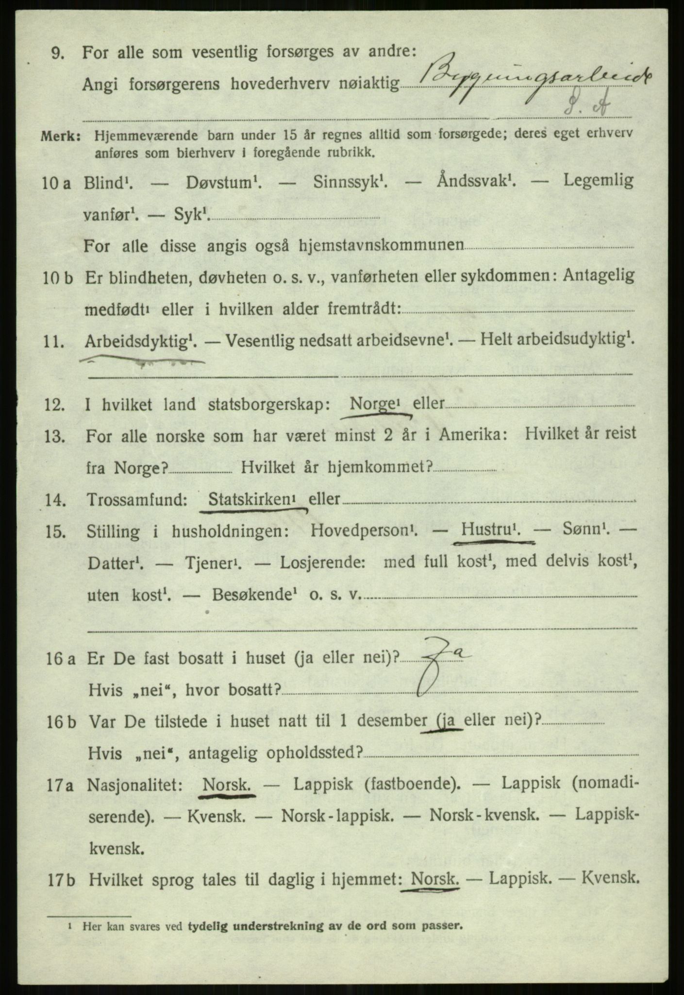 SATØ, 1920 census for Bardu, 1920, p. 3174