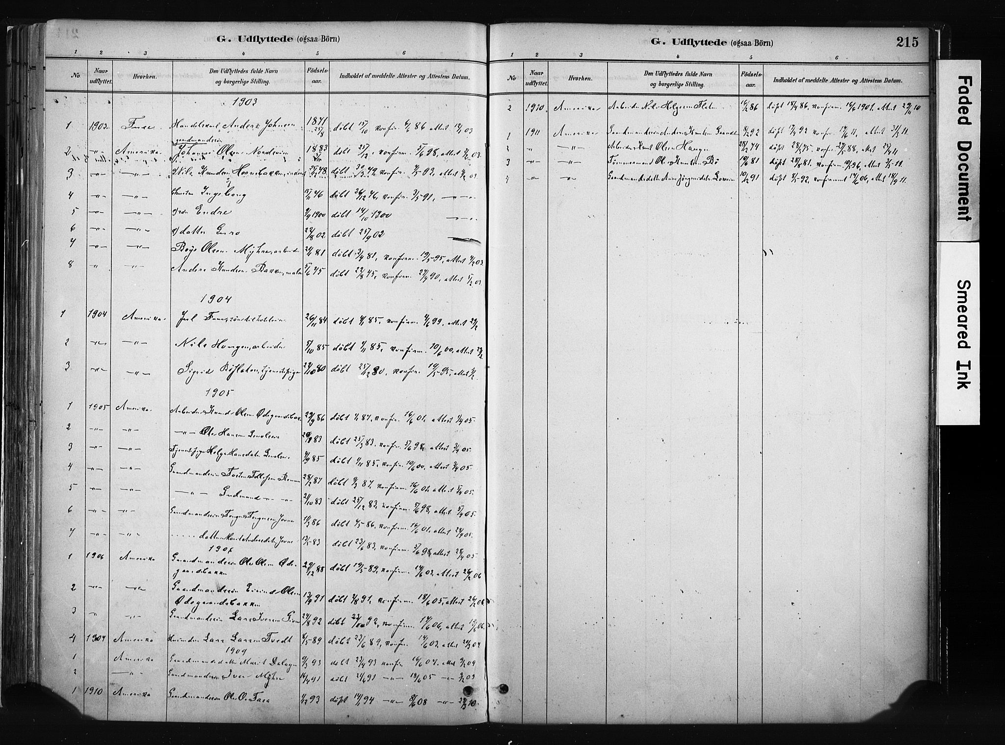 Vang prestekontor, Valdres, SAH/PREST-140/H/Ha/L0008: Parish register (official) no. 8, 1882-1910, p. 215