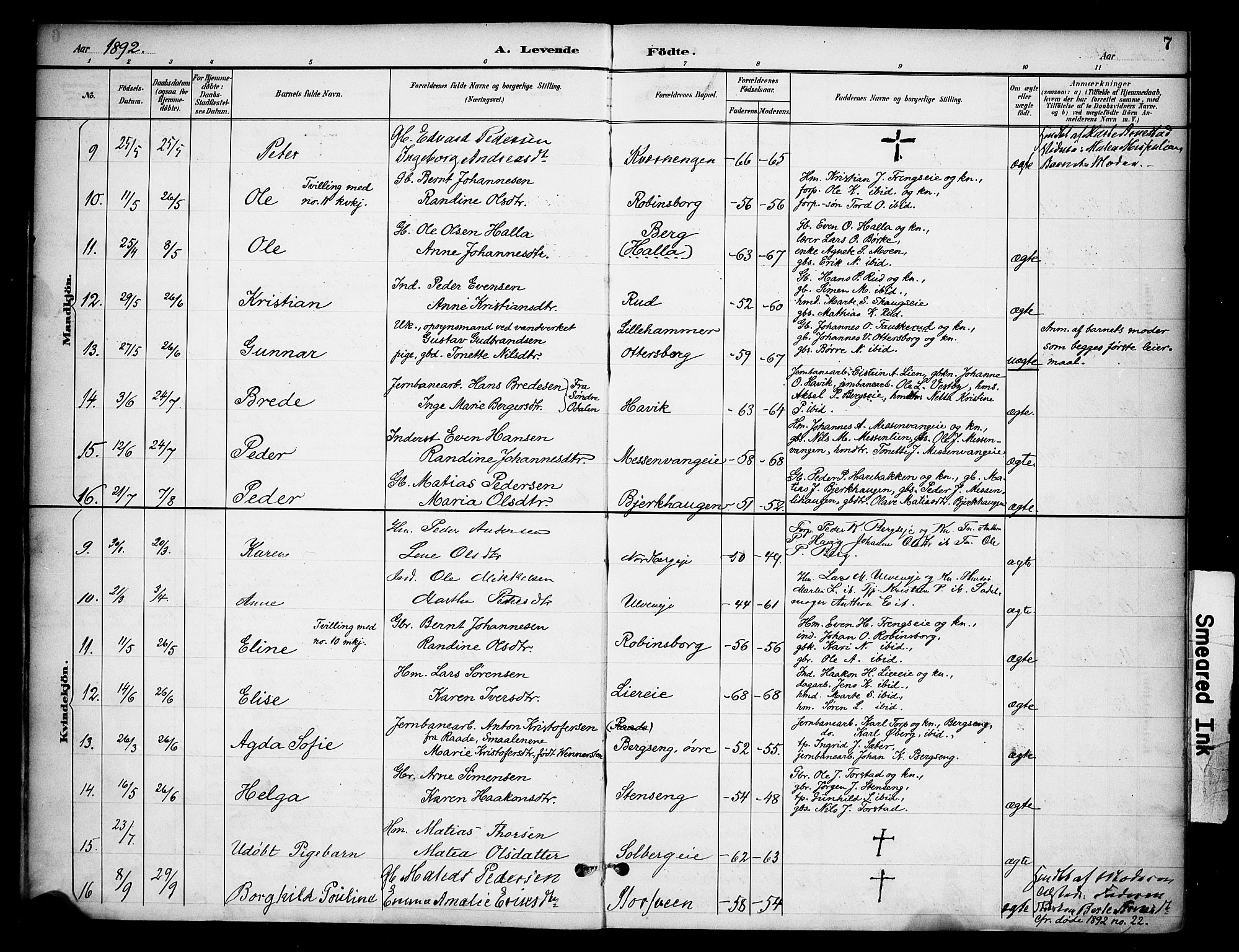 Ringsaker prestekontor, AV/SAH-PREST-014/K/Ka/L0015: Parish register (official) no. 15, 1891-1904, p. 7