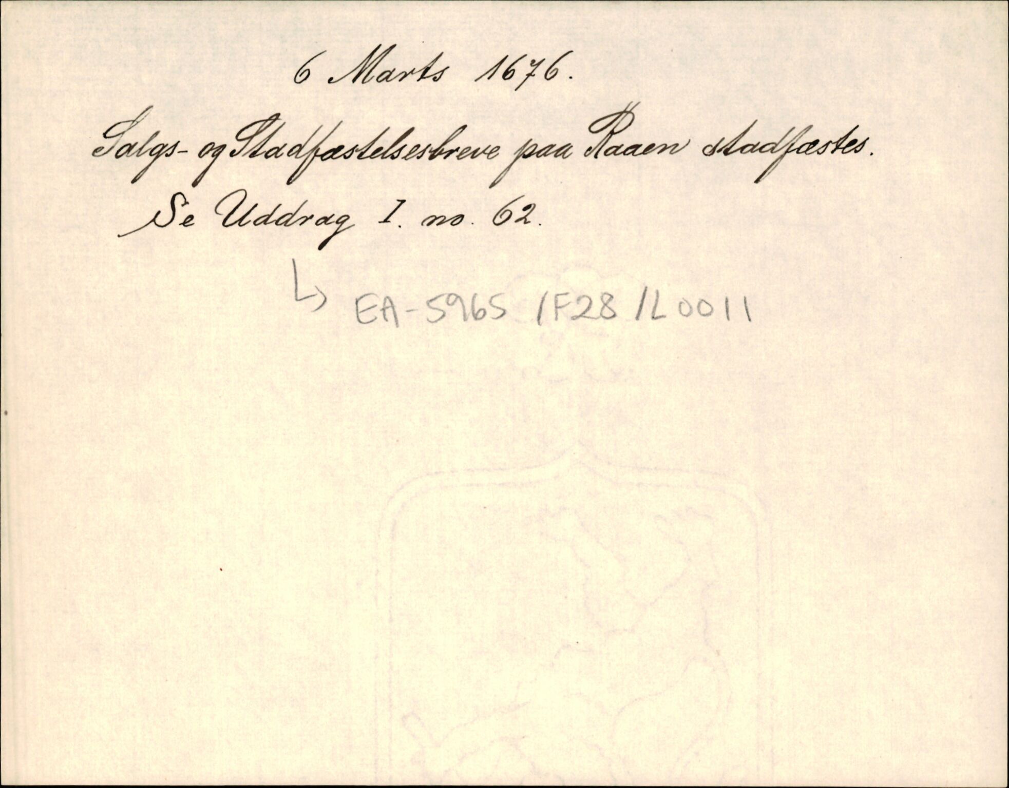 Riksarkivets diplomsamling, AV/RA-EA-5965/F35/F35d/L0005: Innlånte diplomer, seddelregister, 1661-1690, p. 321