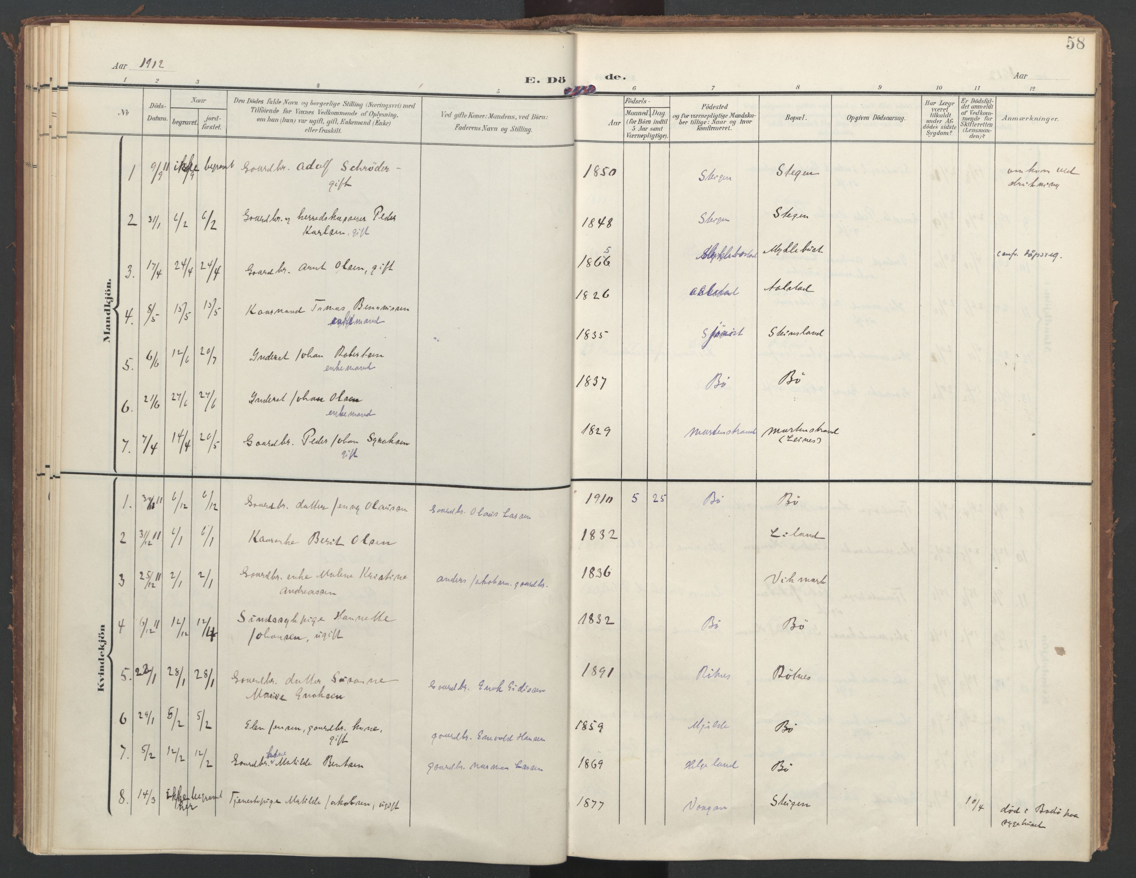 Ministerialprotokoller, klokkerbøker og fødselsregistre - Nordland, AV/SAT-A-1459/855/L0806: Parish register (official) no. 855A14, 1906-1922, p. 58