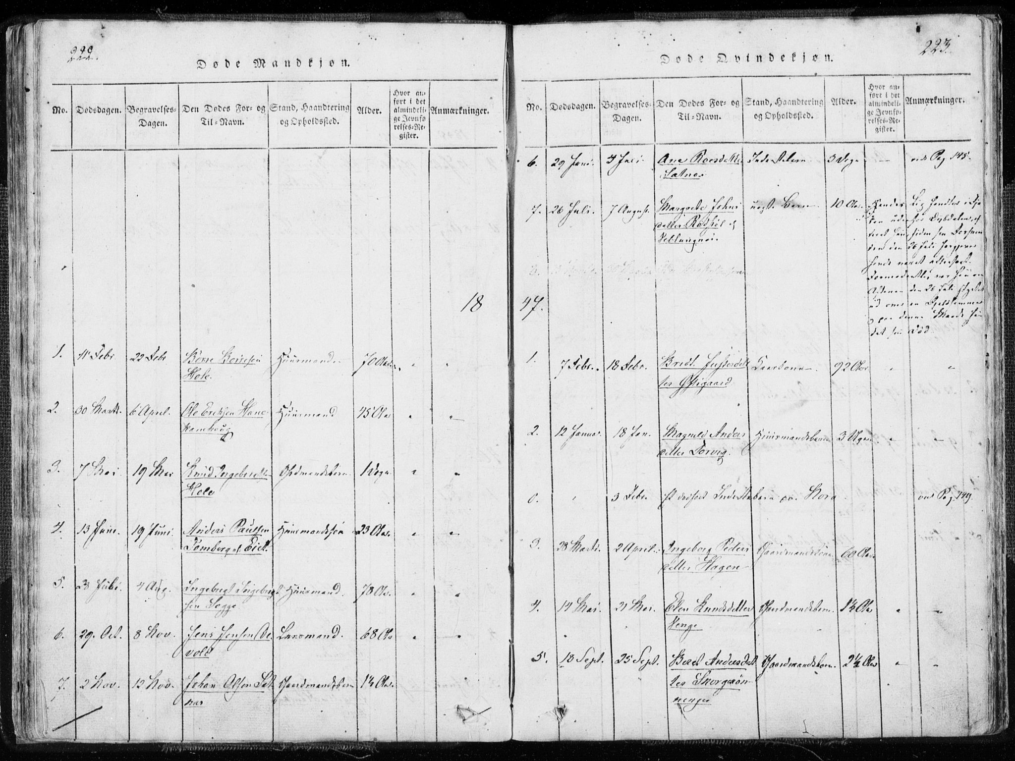 Ministerialprotokoller, klokkerbøker og fødselsregistre - Møre og Romsdal, AV/SAT-A-1454/544/L0571: Parish register (official) no. 544A04, 1818-1853, p. 222-223