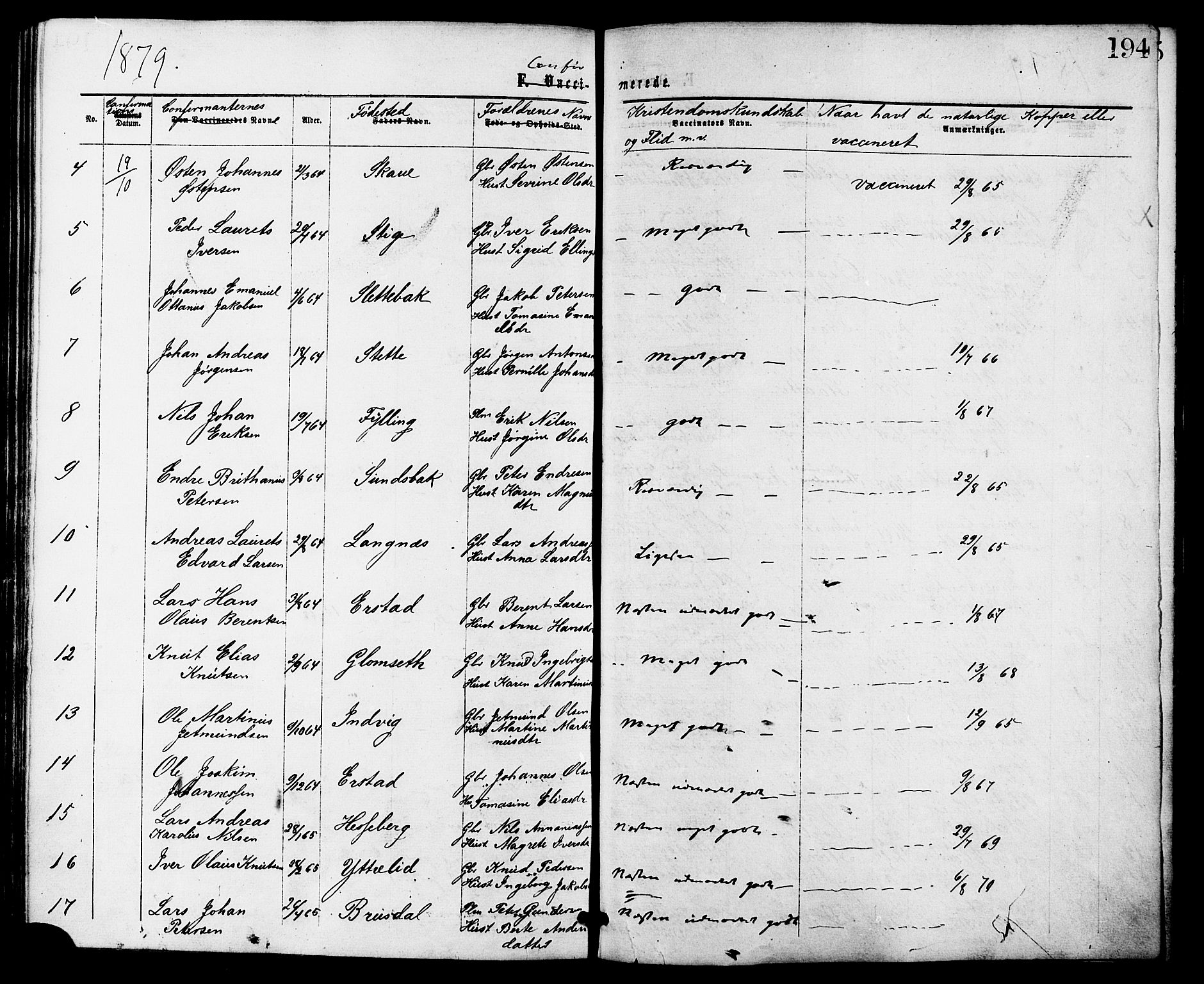 Ministerialprotokoller, klokkerbøker og fødselsregistre - Møre og Romsdal, AV/SAT-A-1454/524/L0355: Parish register (official) no. 524A07, 1864-1879, p. 194