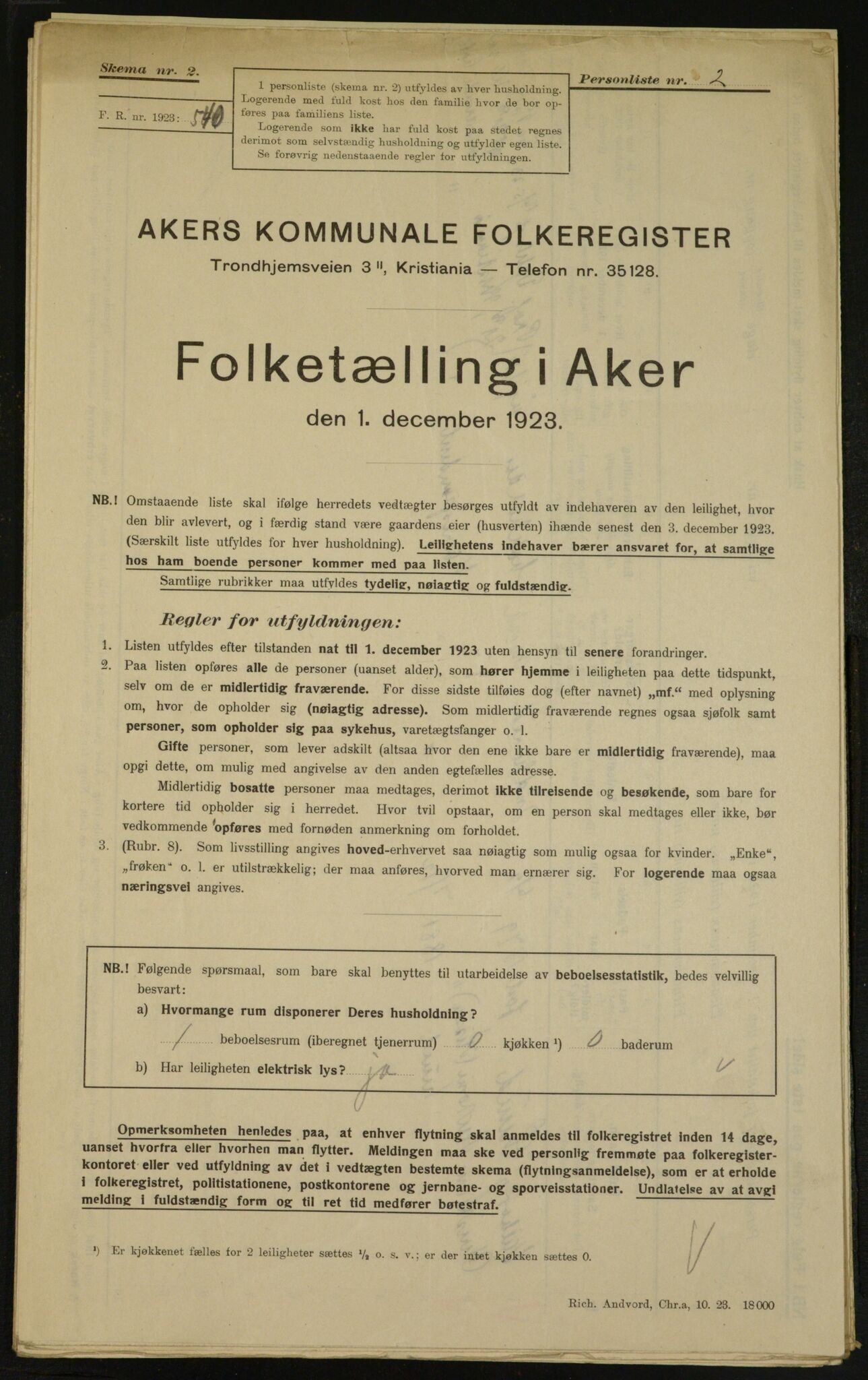 , Municipal Census 1923 for Aker, 1923, p. 4866