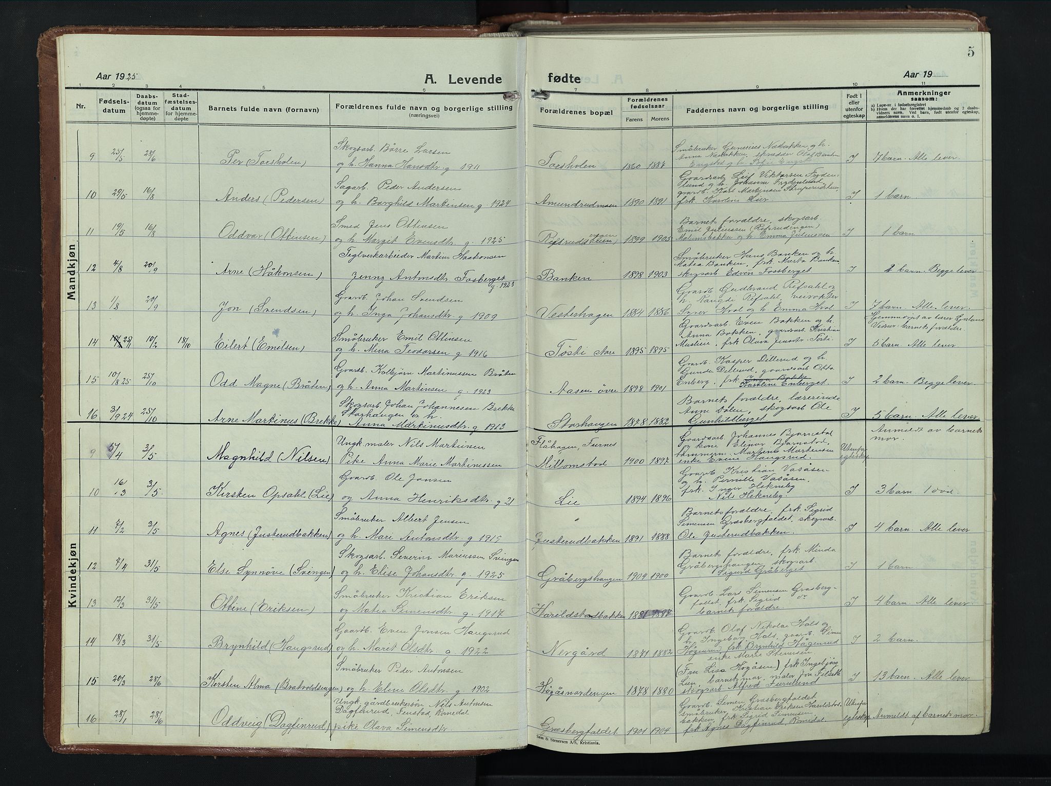 Romedal prestekontor, AV/SAH-PREST-004/L/L0015: Parish register (copy) no. 15, 1923-1949, p. 5