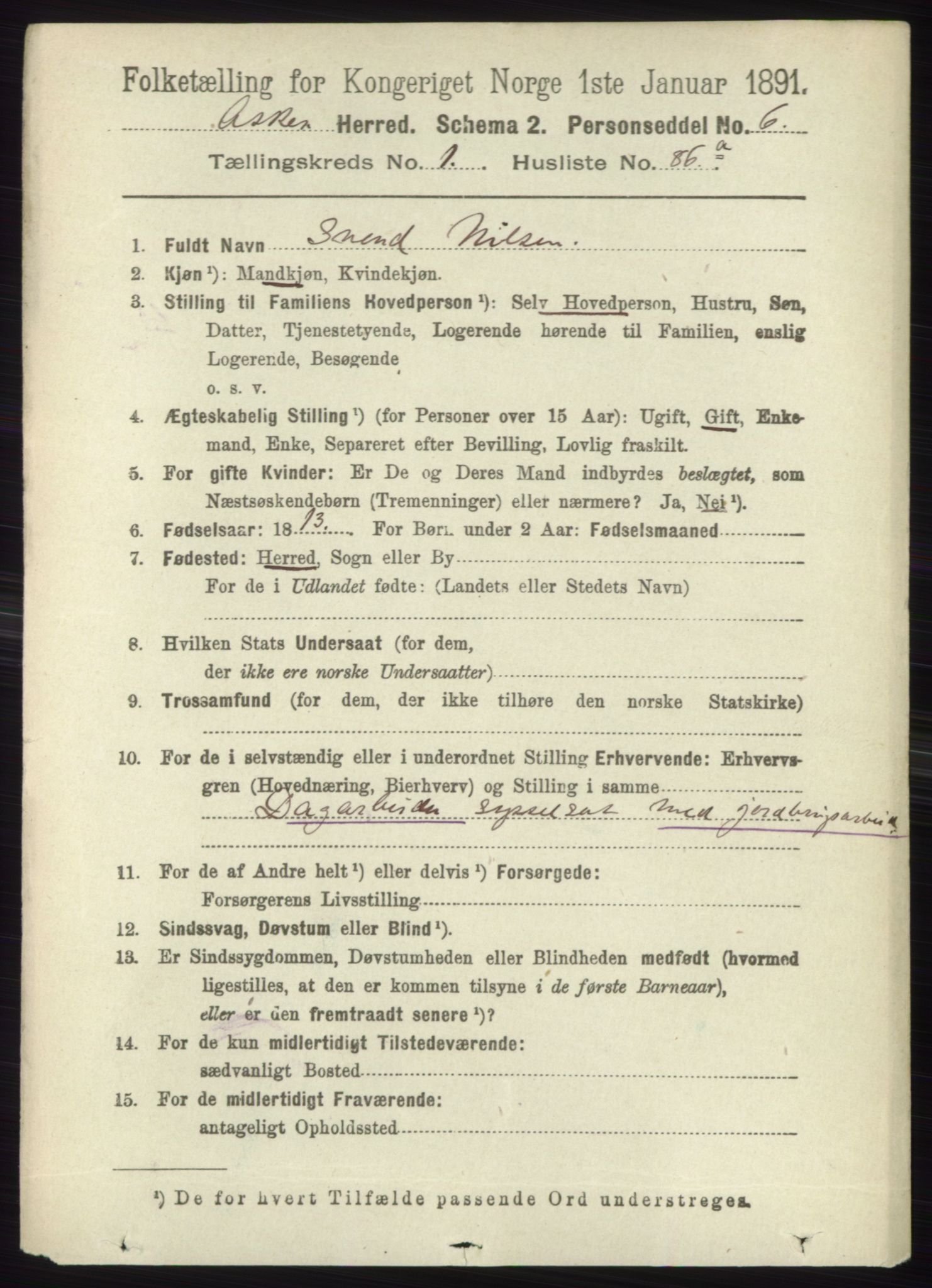 RA, 1891 census for 0220 Asker, 1891, p. 742