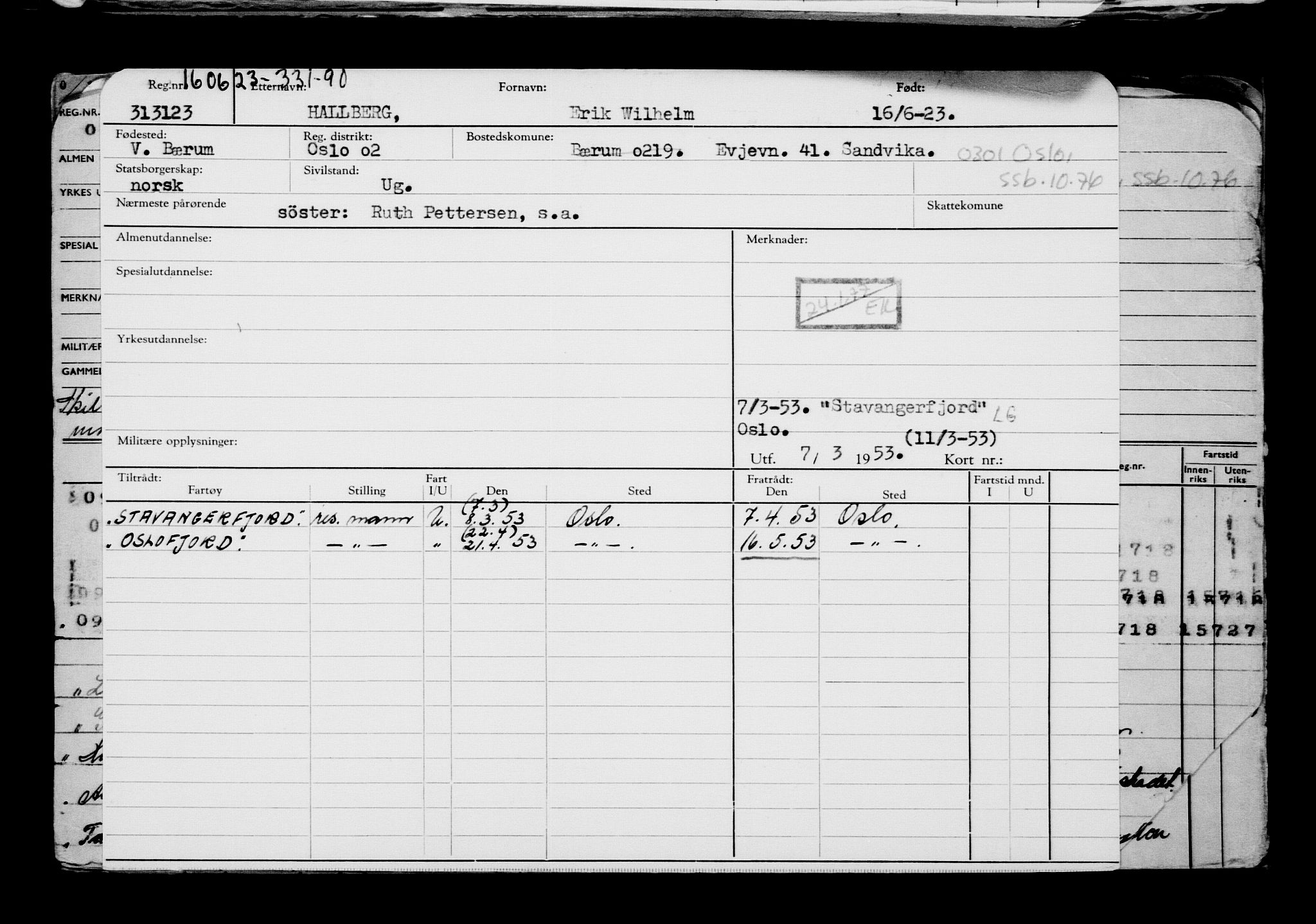 Direktoratet for sjømenn, RA/S-3545/G/Gb/L0220: Hovedkort, 1923, p. 127