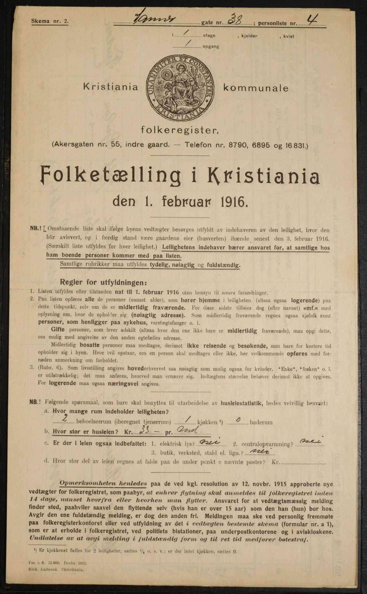 OBA, Municipal Census 1916 for Kristiania, 1916, p. 91287