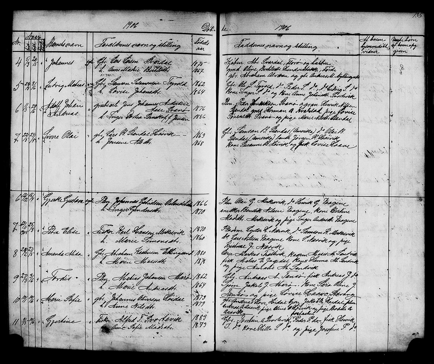 Kinn sokneprestembete, AV/SAB-A-80801/H/Hab/Habc/L0002: Parish register (copy) no. C 2, 1869-1918, p. 135