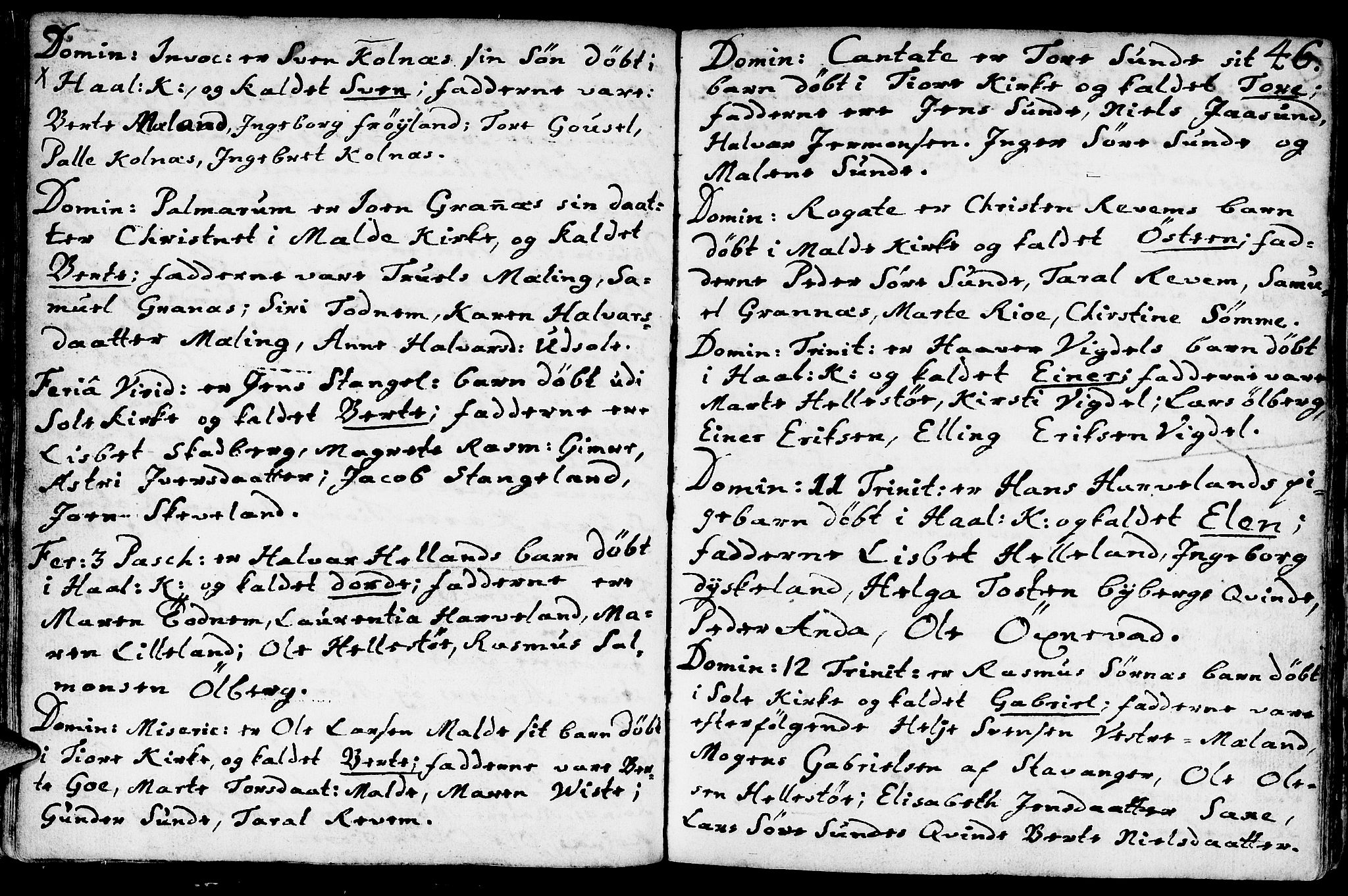 Håland sokneprestkontor, AV/SAST-A-101802/001/30BA/L0002: Parish register (official) no. A 2, 1722-1794, p. 46