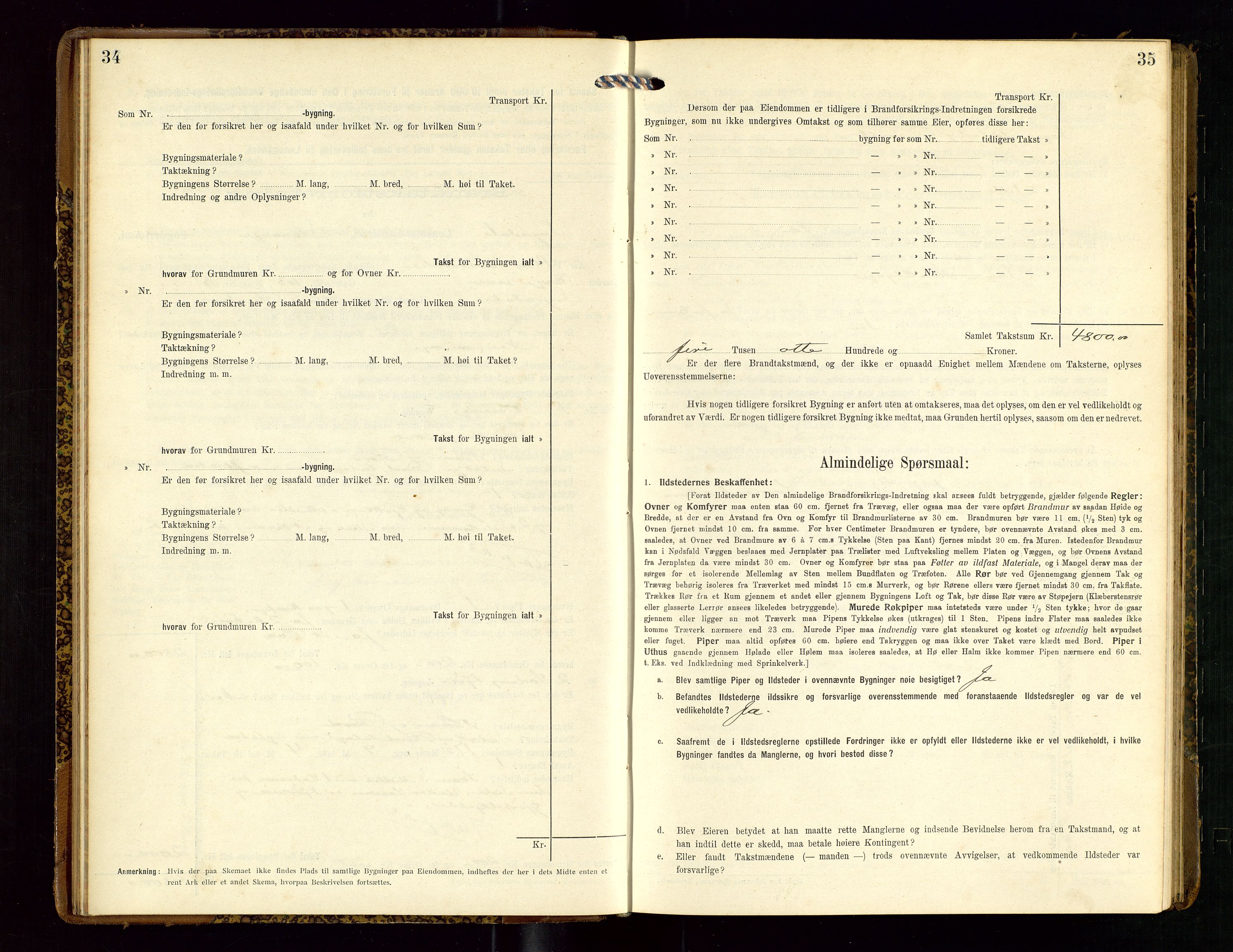 Sokndal lensmannskontor, AV/SAST-A-100417/Gob/L0003: "Brandtakst-Protokol", 1914-1917, p. 34-35