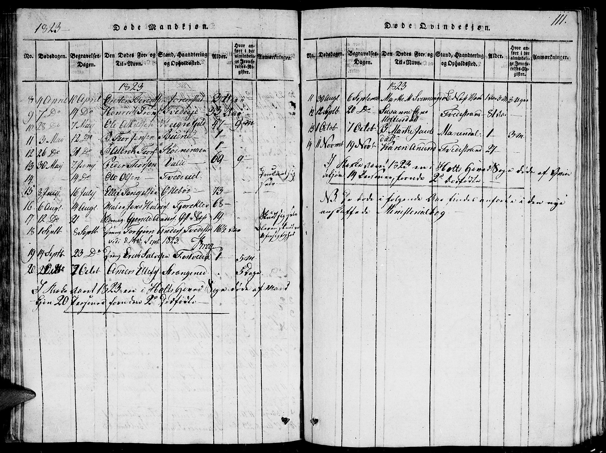 Holt sokneprestkontor, AV/SAK-1111-0021/F/Fb/L0006: Parish register (copy) no. B 6, 1813-1823, p. 111