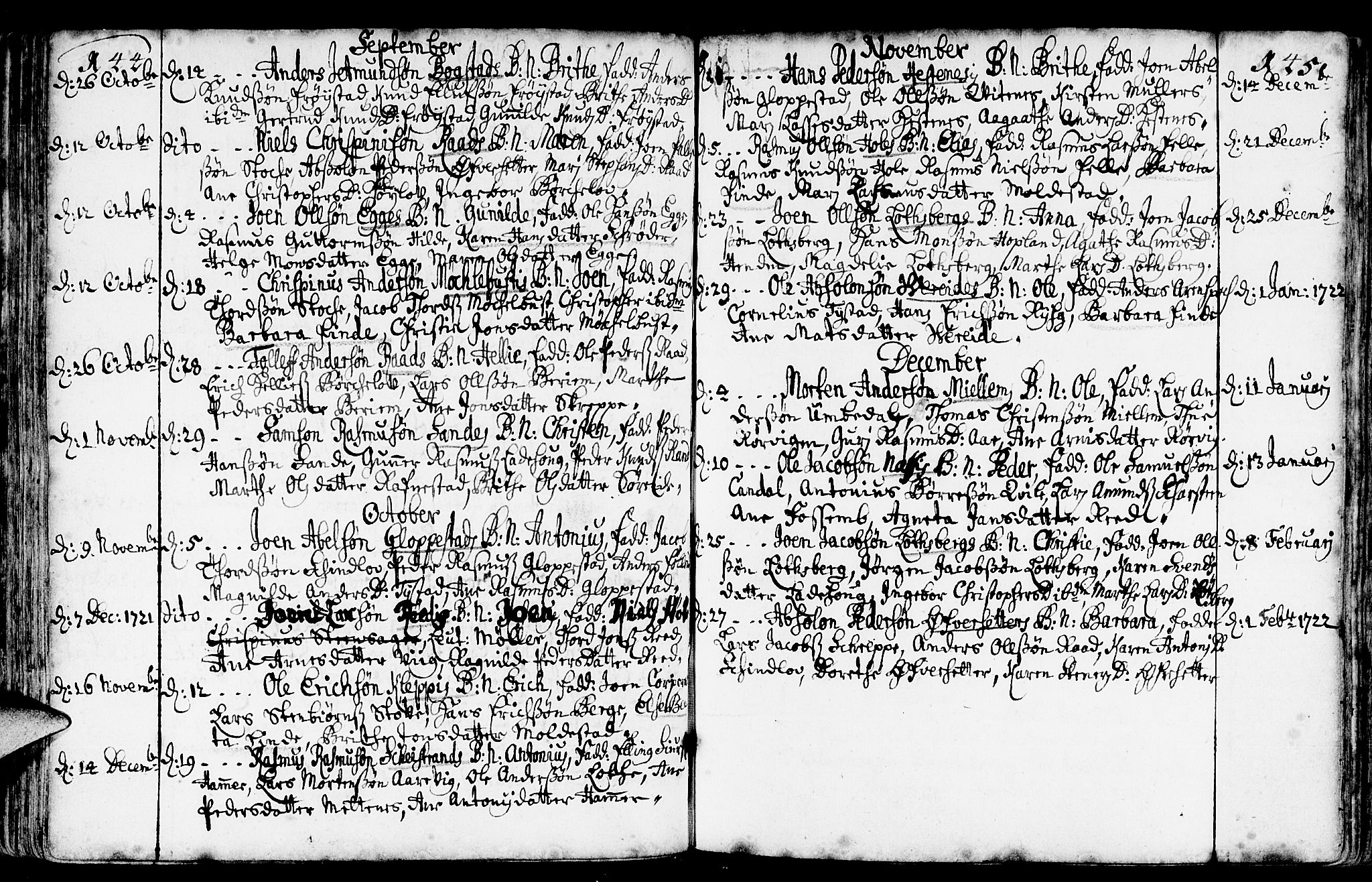 Gloppen sokneprestembete, AV/SAB-A-80101/H/Haa/Haaa/L0002: Parish register (official) no. A 2, 1712-1735, p. 144-145