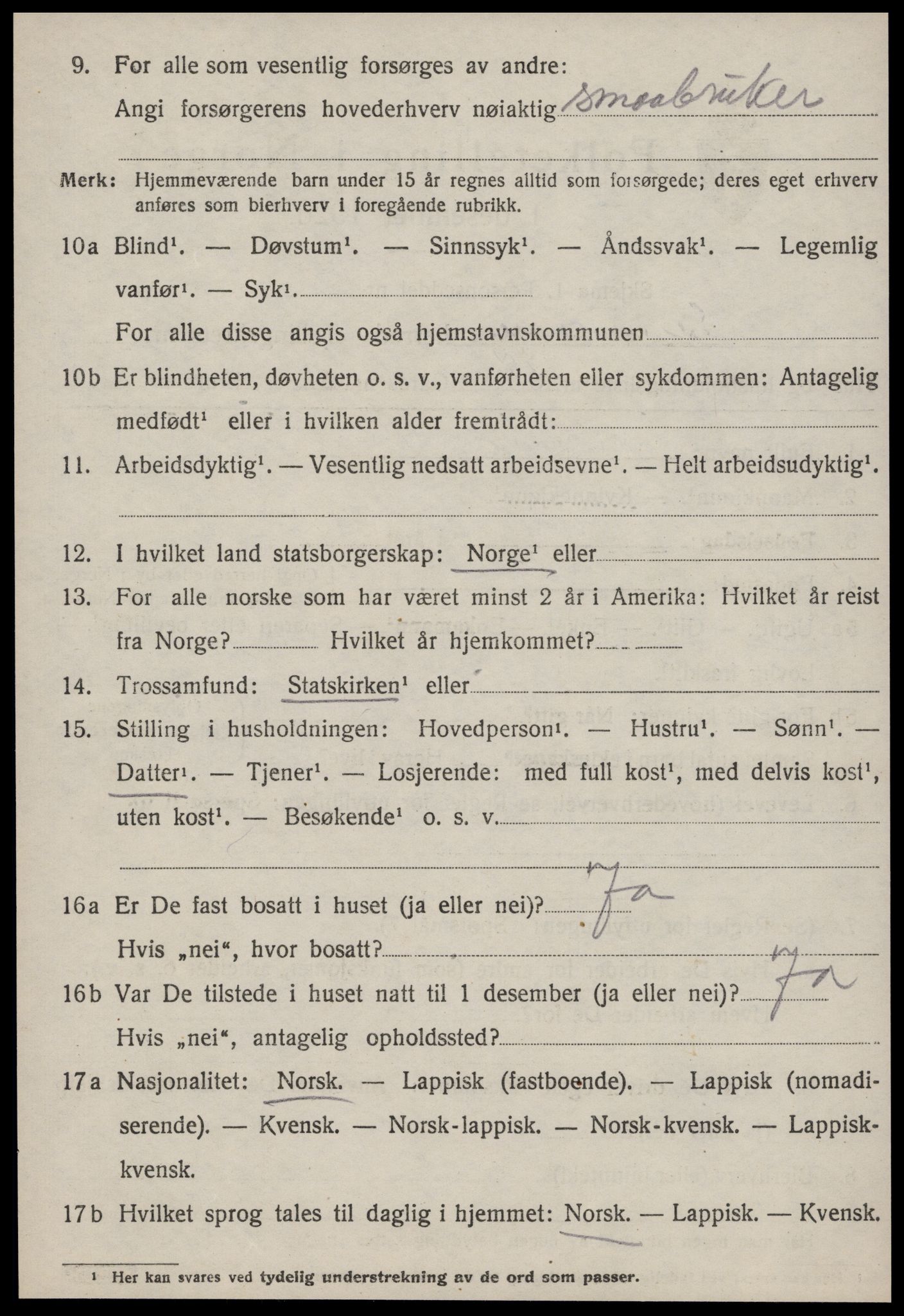 SAT, 1920 census for Leinstrand, 1920, p. 2050