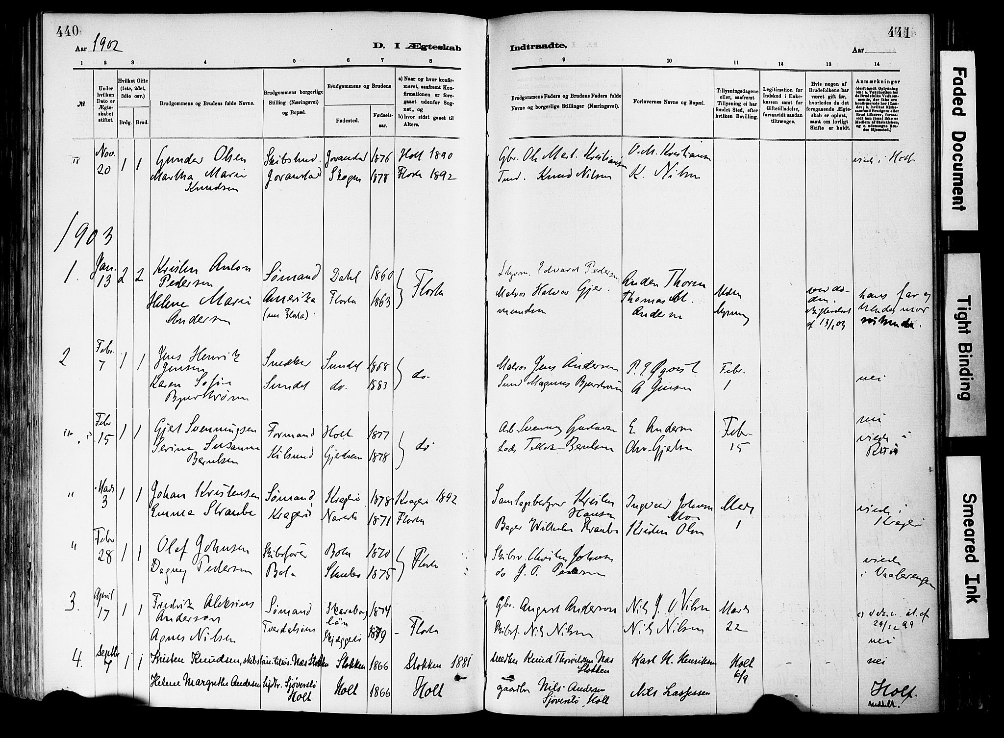 Dypvåg sokneprestkontor, SAK/1111-0007/F/Fa/Fab/L0001: Parish register (official) no. A 1, 1885-1912, p. 440-441