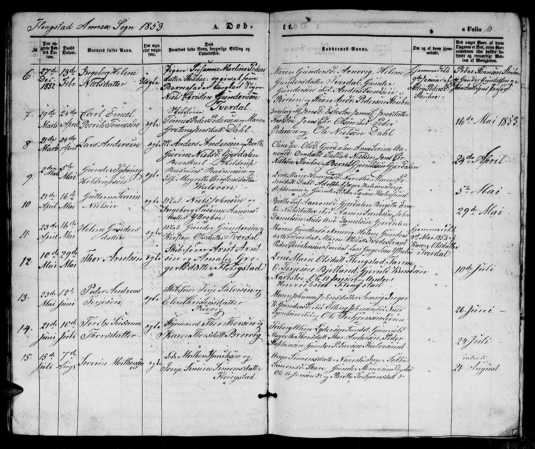 Dypvåg sokneprestkontor, SAK/1111-0007/F/Fb/Fbb/L0002: Parish register (copy) no. B 2, 1851-1871, p. 10