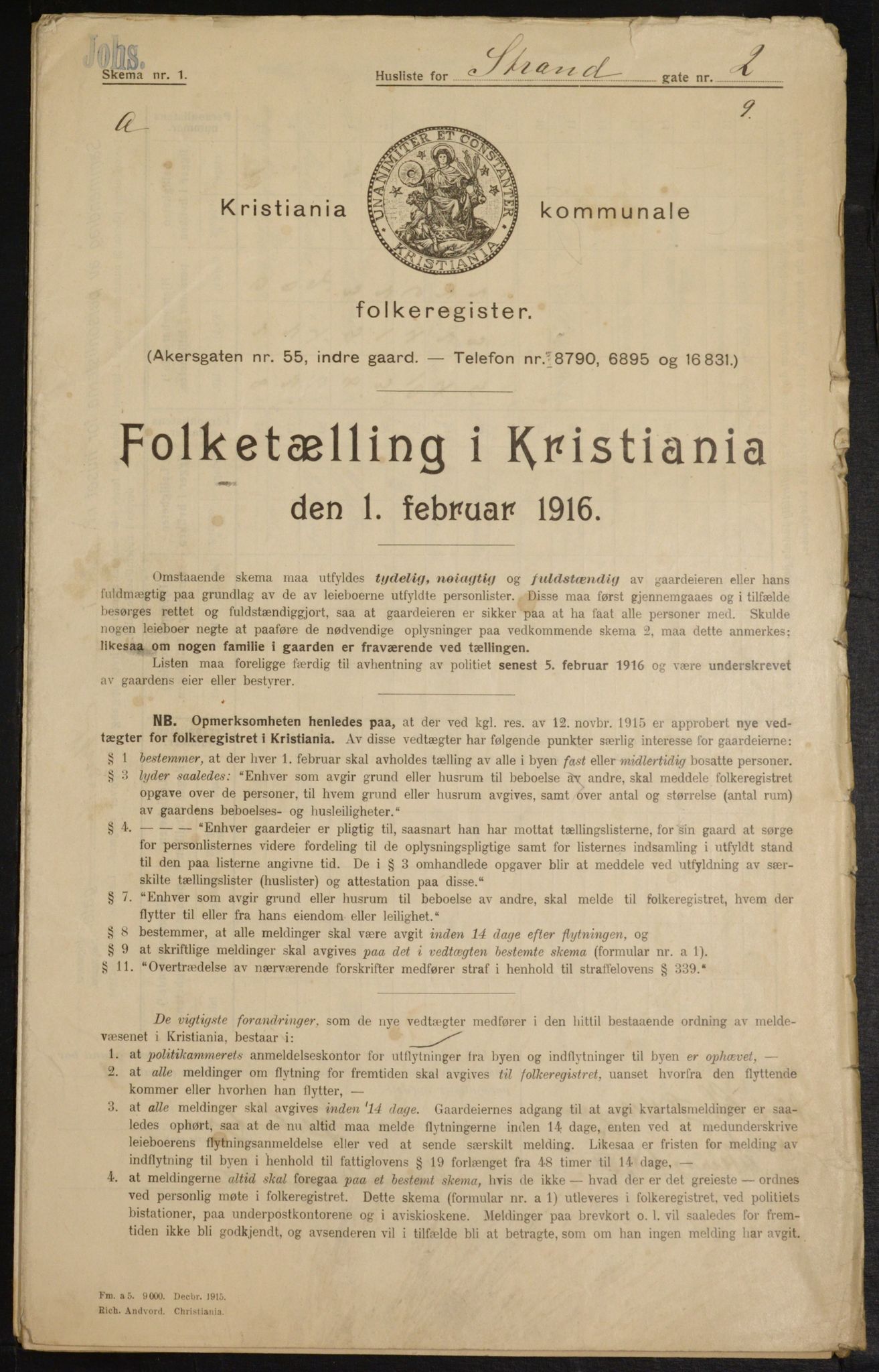 OBA, Municipal Census 1916 for Kristiania, 1916, p. 106454
