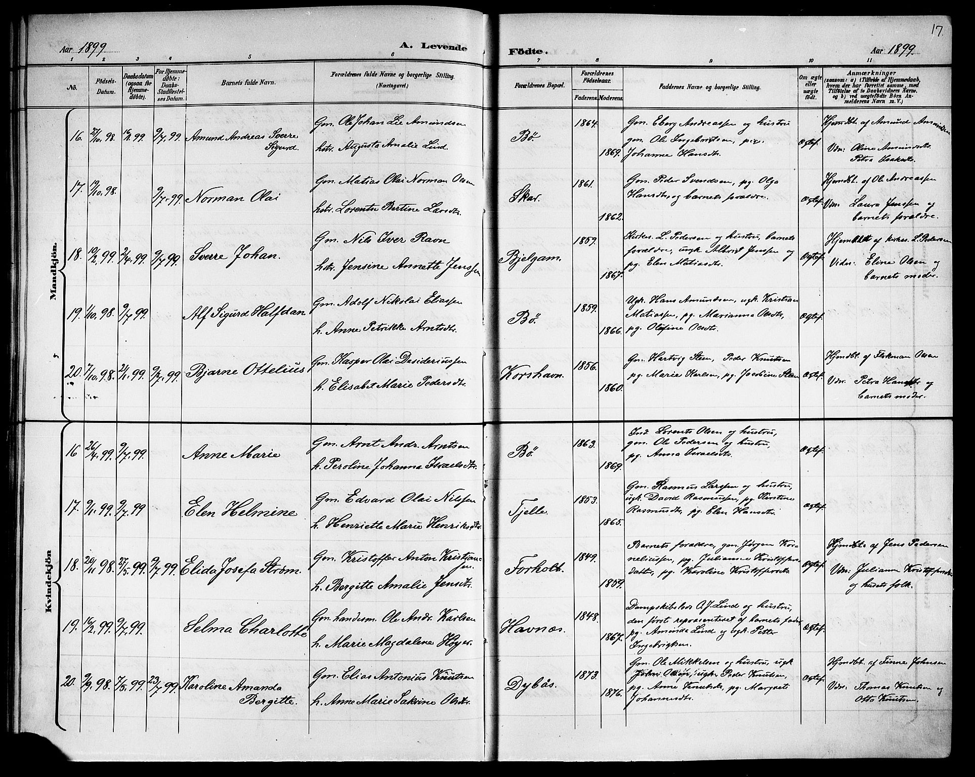 Ministerialprotokoller, klokkerbøker og fødselsregistre - Nordland, AV/SAT-A-1459/863/L0915: Parish register (copy) no. 863C05, 1898-1907, p. 17