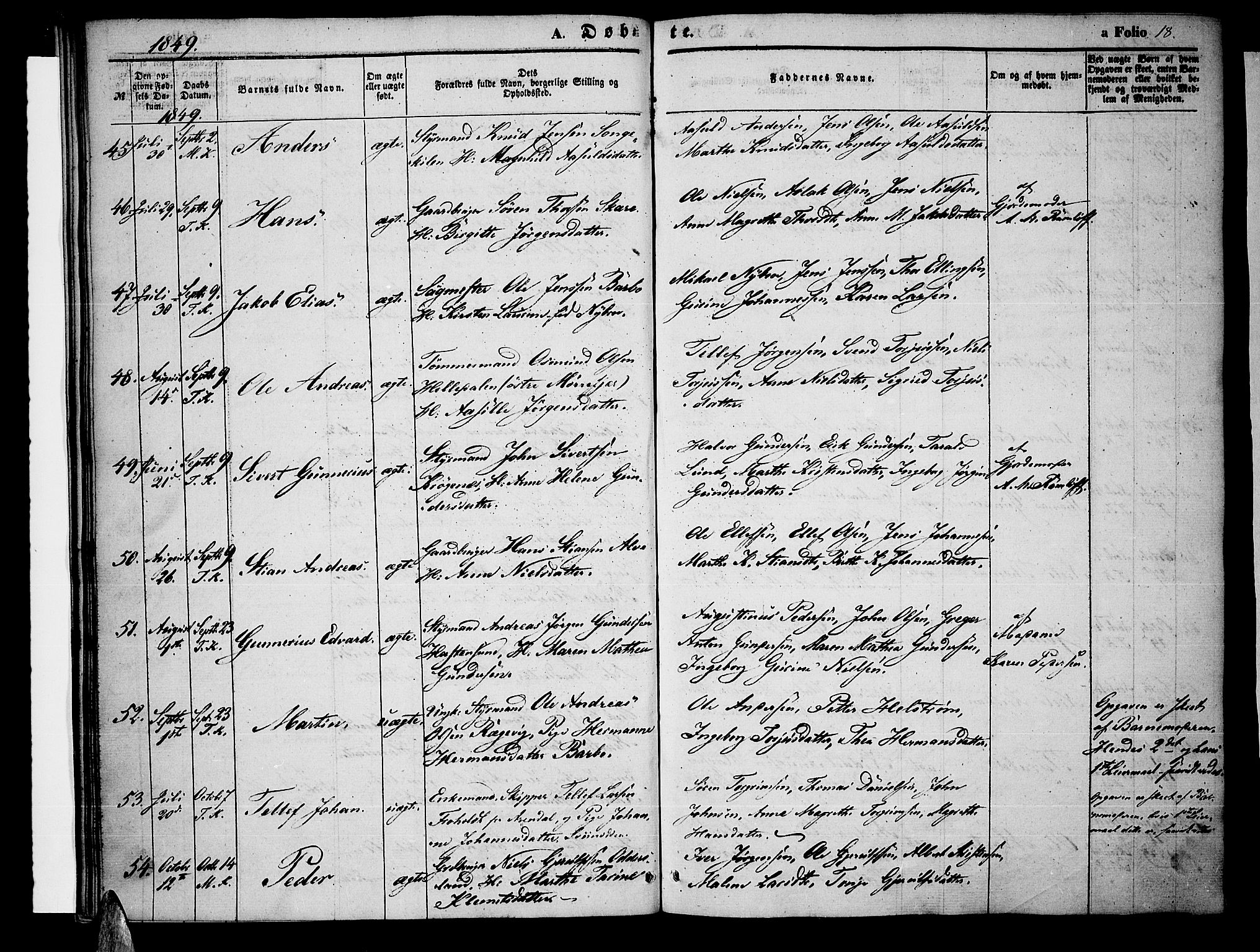 Tromøy sokneprestkontor, AV/SAK-1111-0041/F/Fa/L0005: Parish register (official) no. A 5, 1847-1856, p. 18