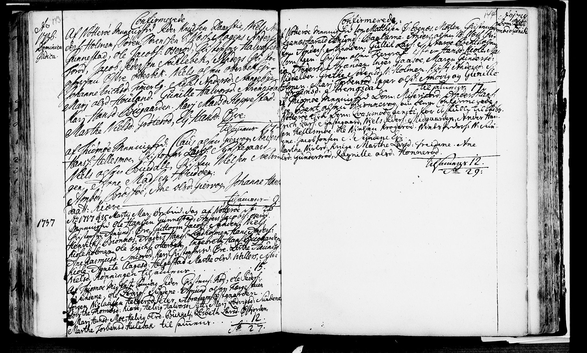 Nøtterøy kirkebøker, SAKO/A-354/F/Fa/L0001: Parish register (official) no. I 1, 1686-1738, p. 143-144