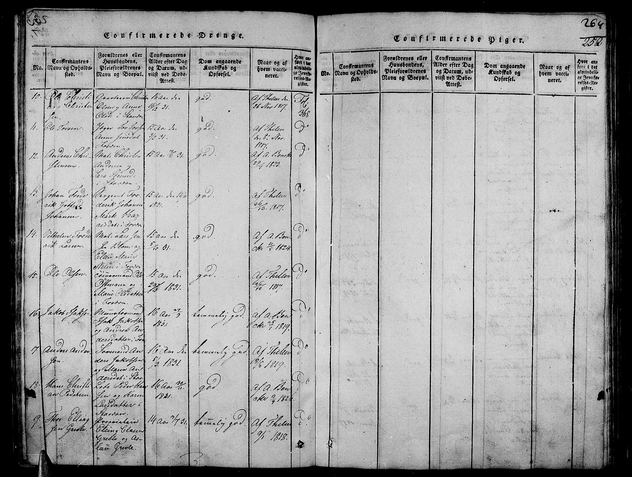 Stavern kirkebøker, AV/SAKO-A-318/G/Ga/L0001: Parish register (copy) no. 1, 1817-1841, p. 264