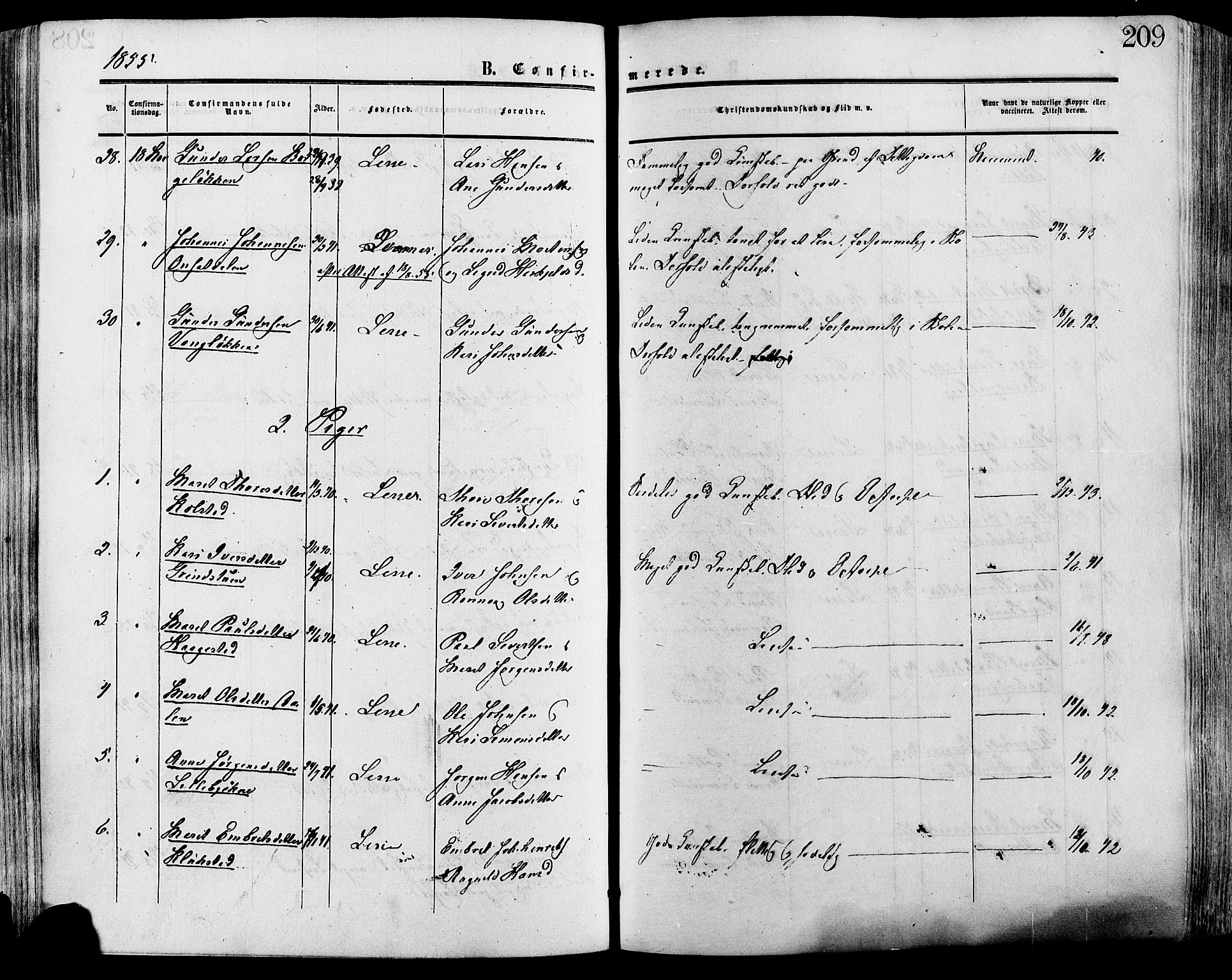Lesja prestekontor, SAH/PREST-068/H/Ha/Haa/L0008: Parish register (official) no. 8, 1854-1880, p. 209