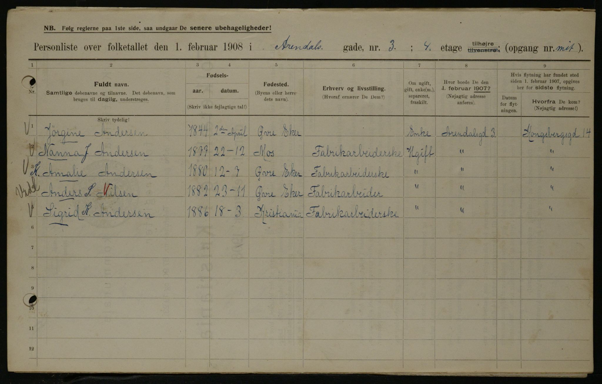 OBA, Municipal Census 1908 for Kristiania, 1908, p. 2128