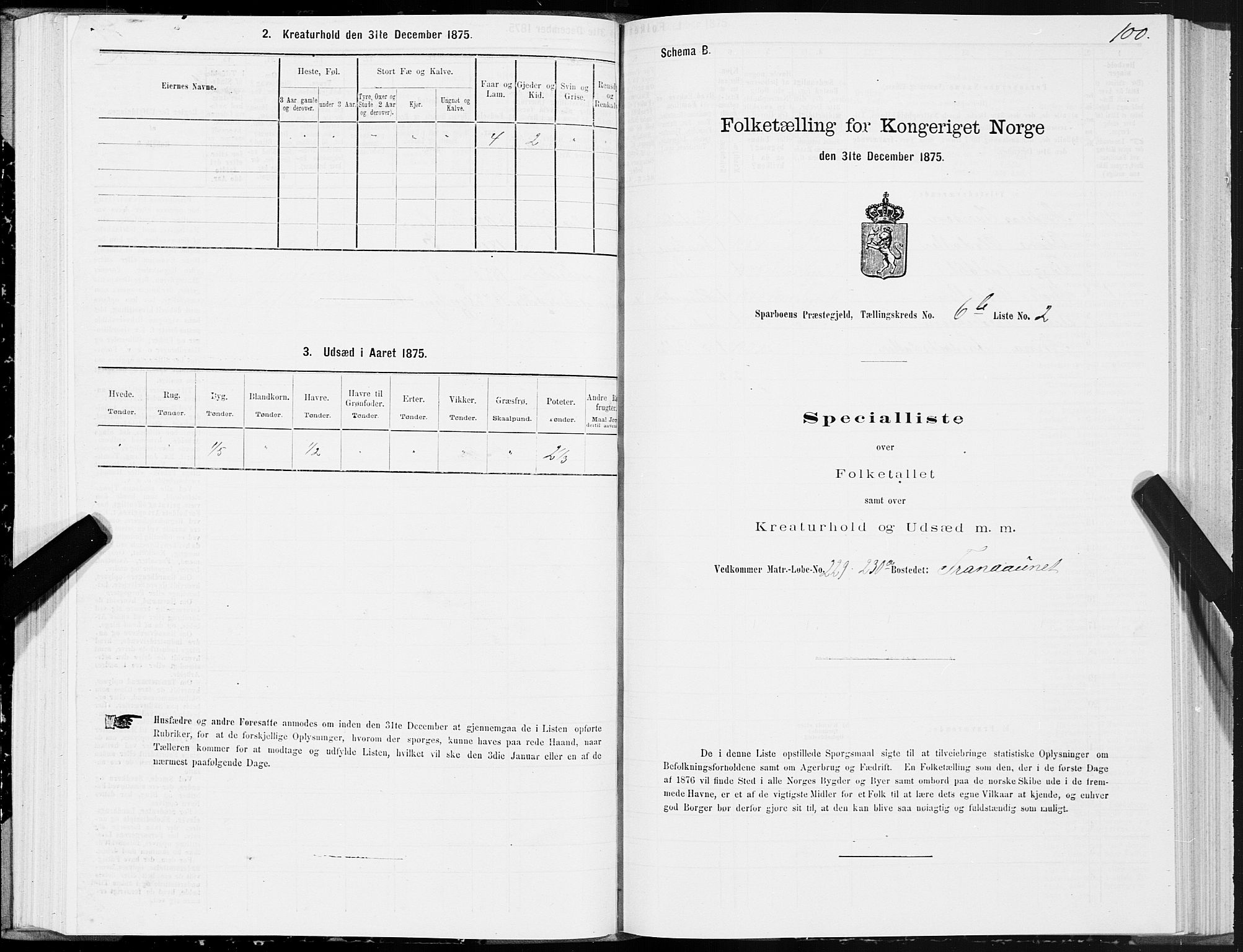 SAT, 1875 census for 1731P Sparbu, 1875, p. 3100