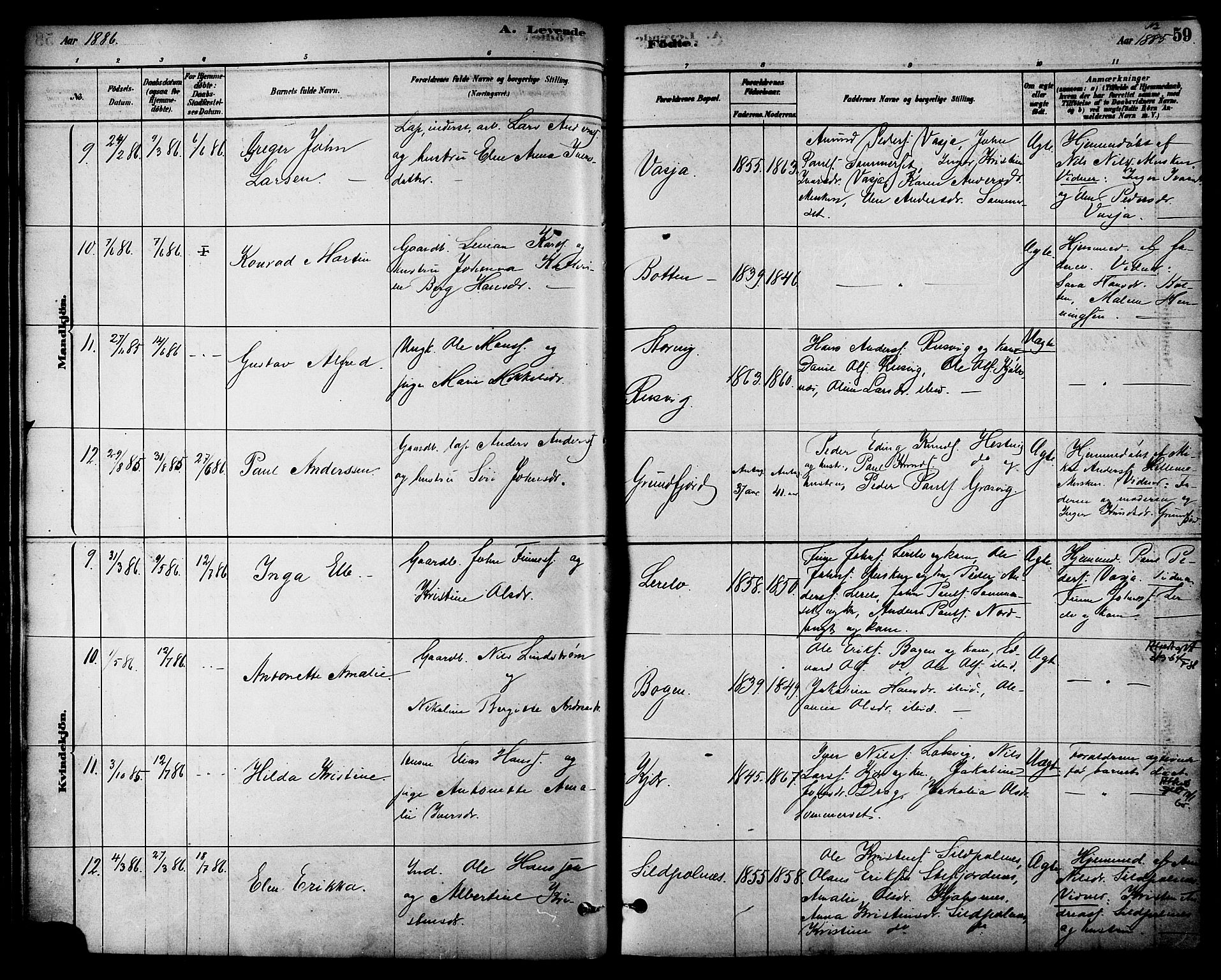 Ministerialprotokoller, klokkerbøker og fødselsregistre - Nordland, AV/SAT-A-1459/861/L0868: Parish register (official) no. 861A03, 1879-1889, p. 59