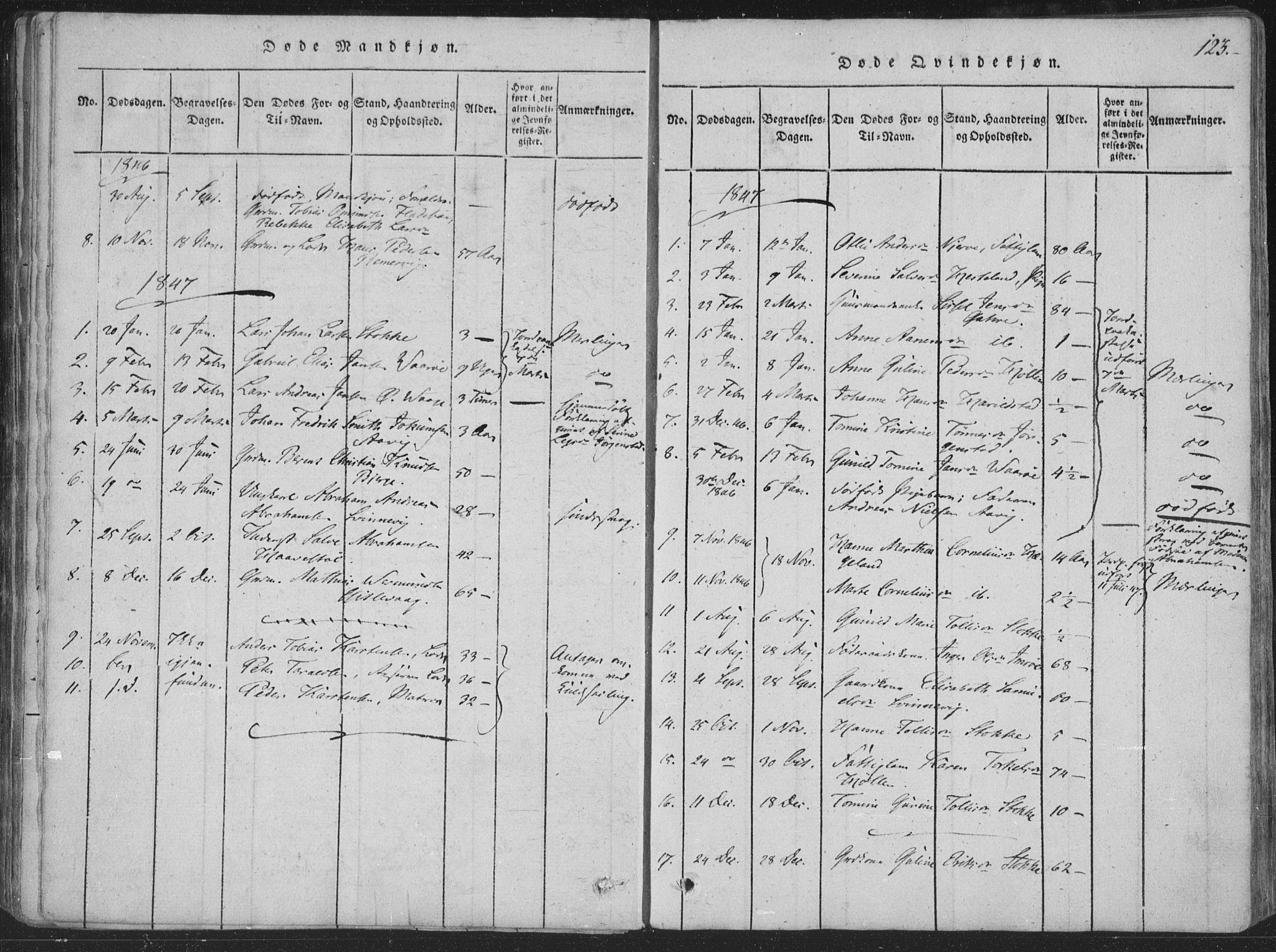 Sør-Audnedal sokneprestkontor, AV/SAK-1111-0039/F/Fa/Faa/L0001: Parish register (official) no. A 1, 1816-1848, p. 123