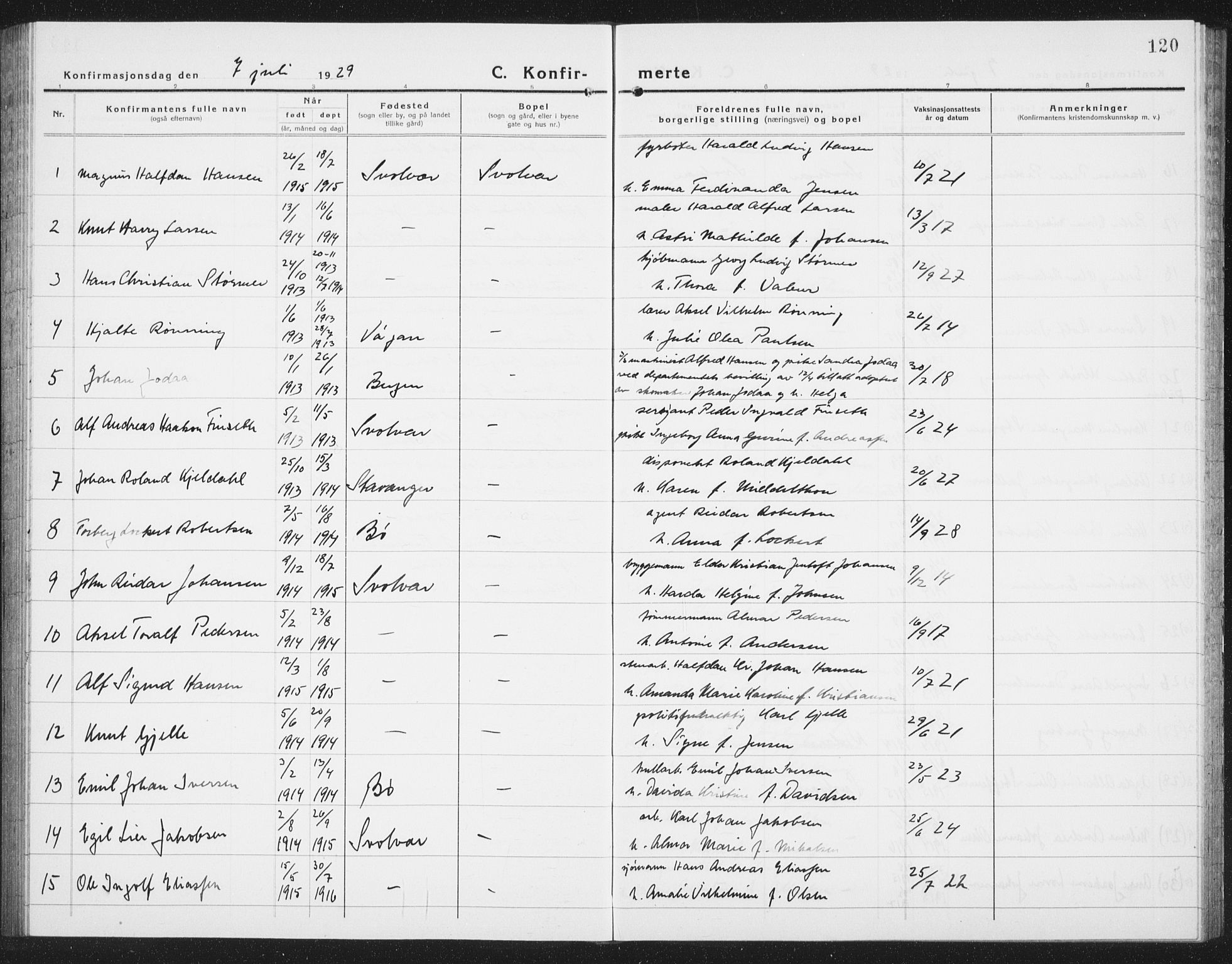 Ministerialprotokoller, klokkerbøker og fødselsregistre - Nordland, SAT/A-1459/877/L1117: Parish register (copy) no. 877C01, 1923-1942, p. 120