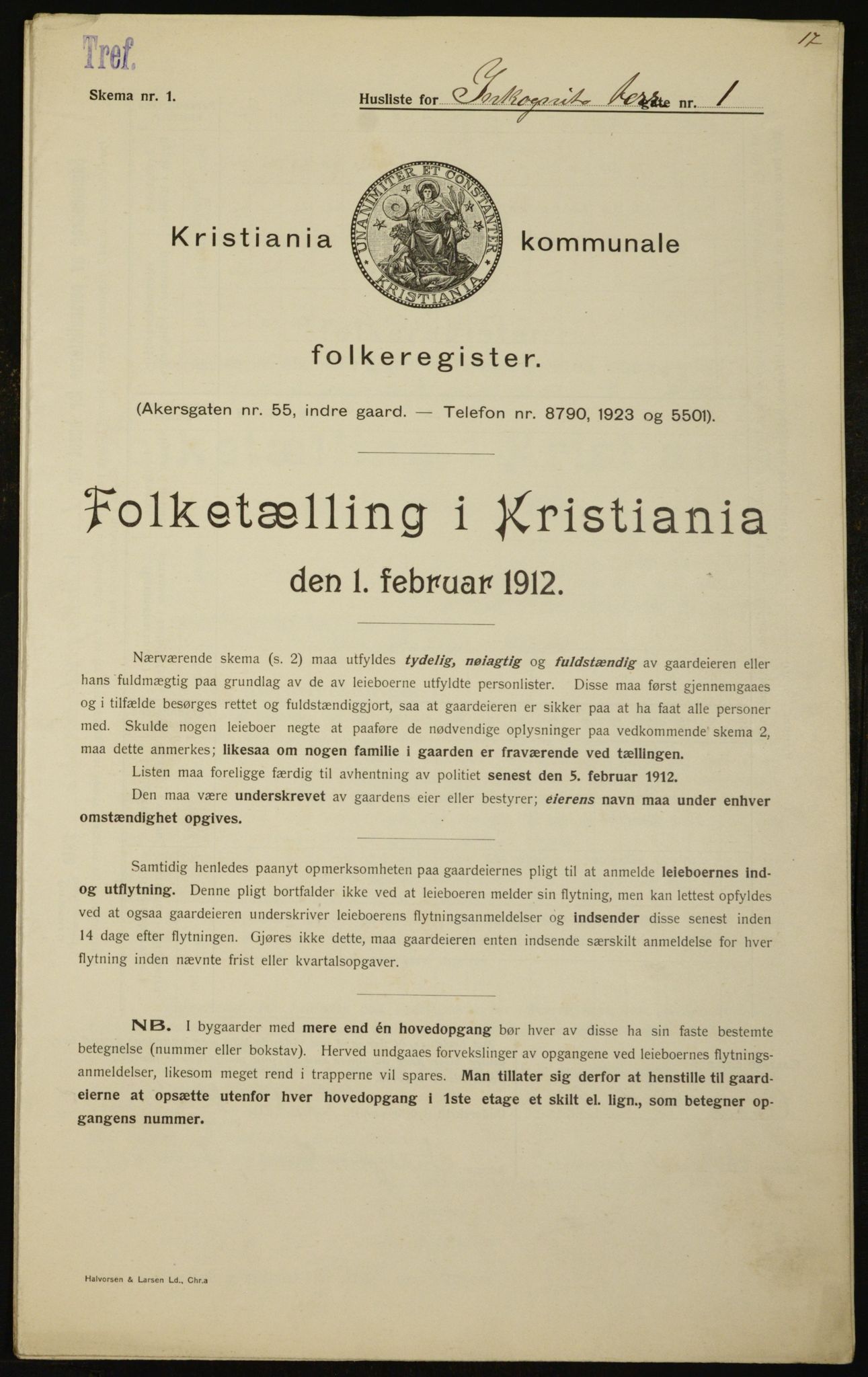 OBA, Municipal Census 1912 for Kristiania, 1912, p. 44718