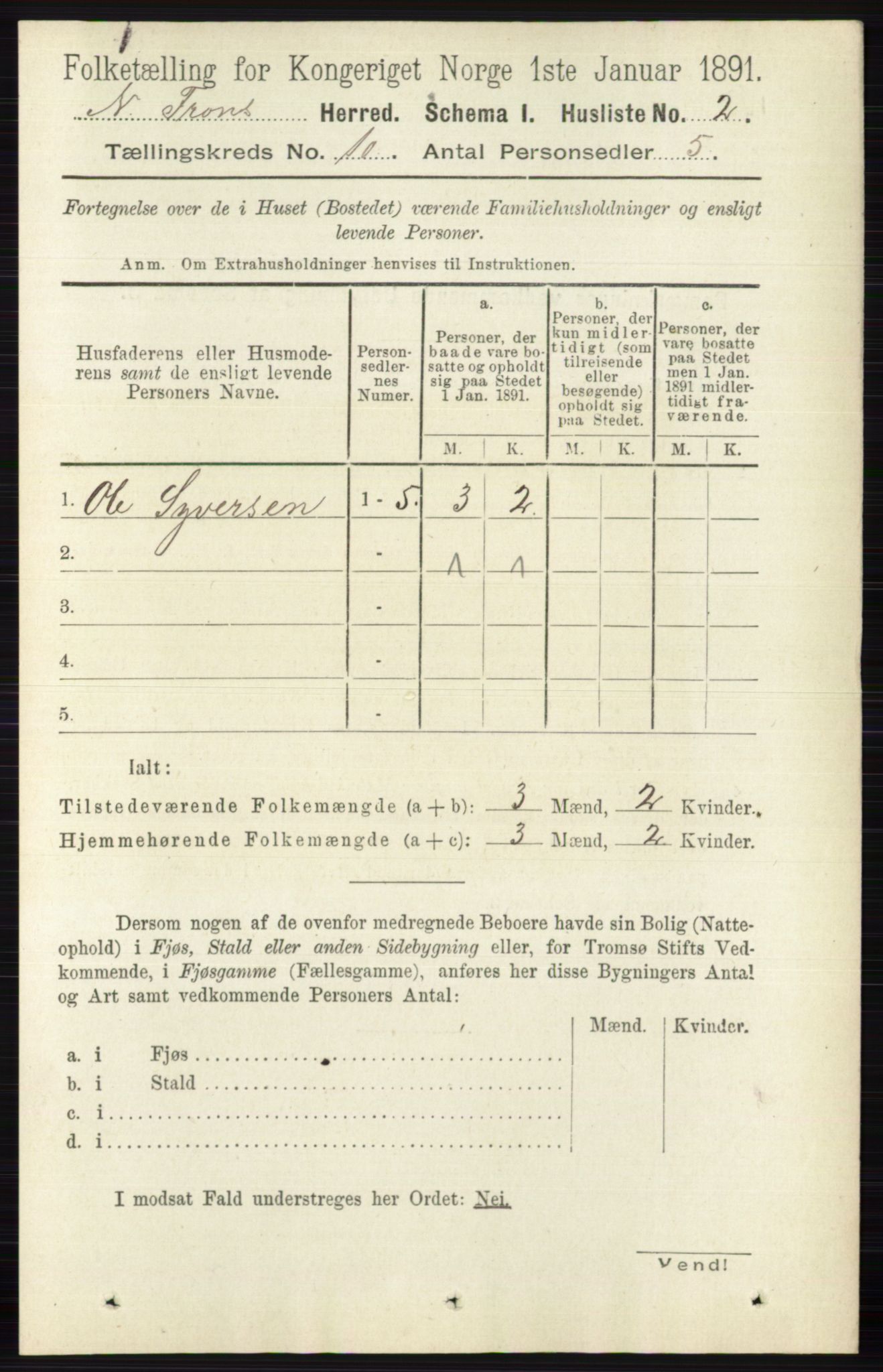 RA, 1891 census for 0518 Nord-Fron, 1891, p. 4302