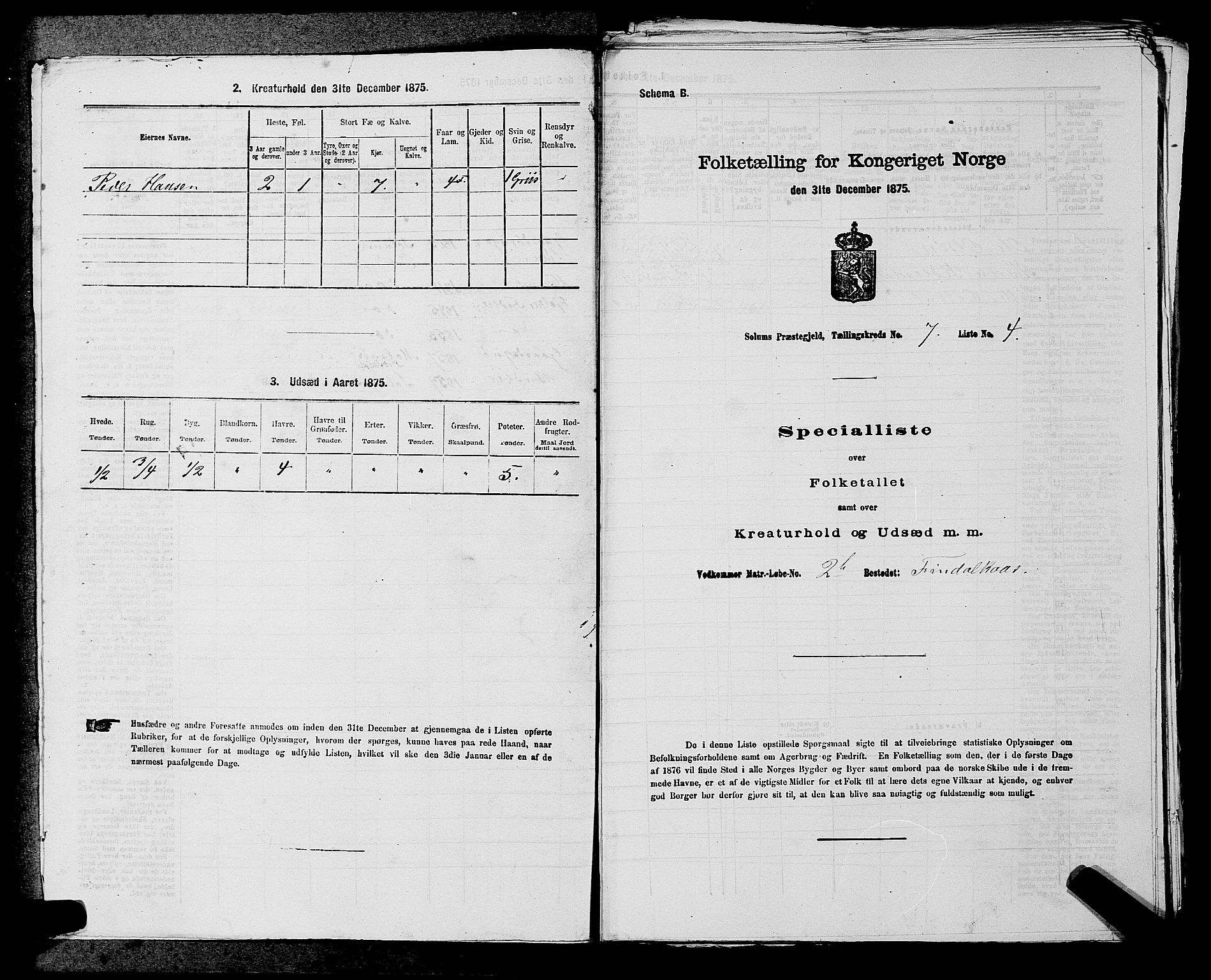 SAKO, 1875 census for 0818P Solum, 1875, p. 1220