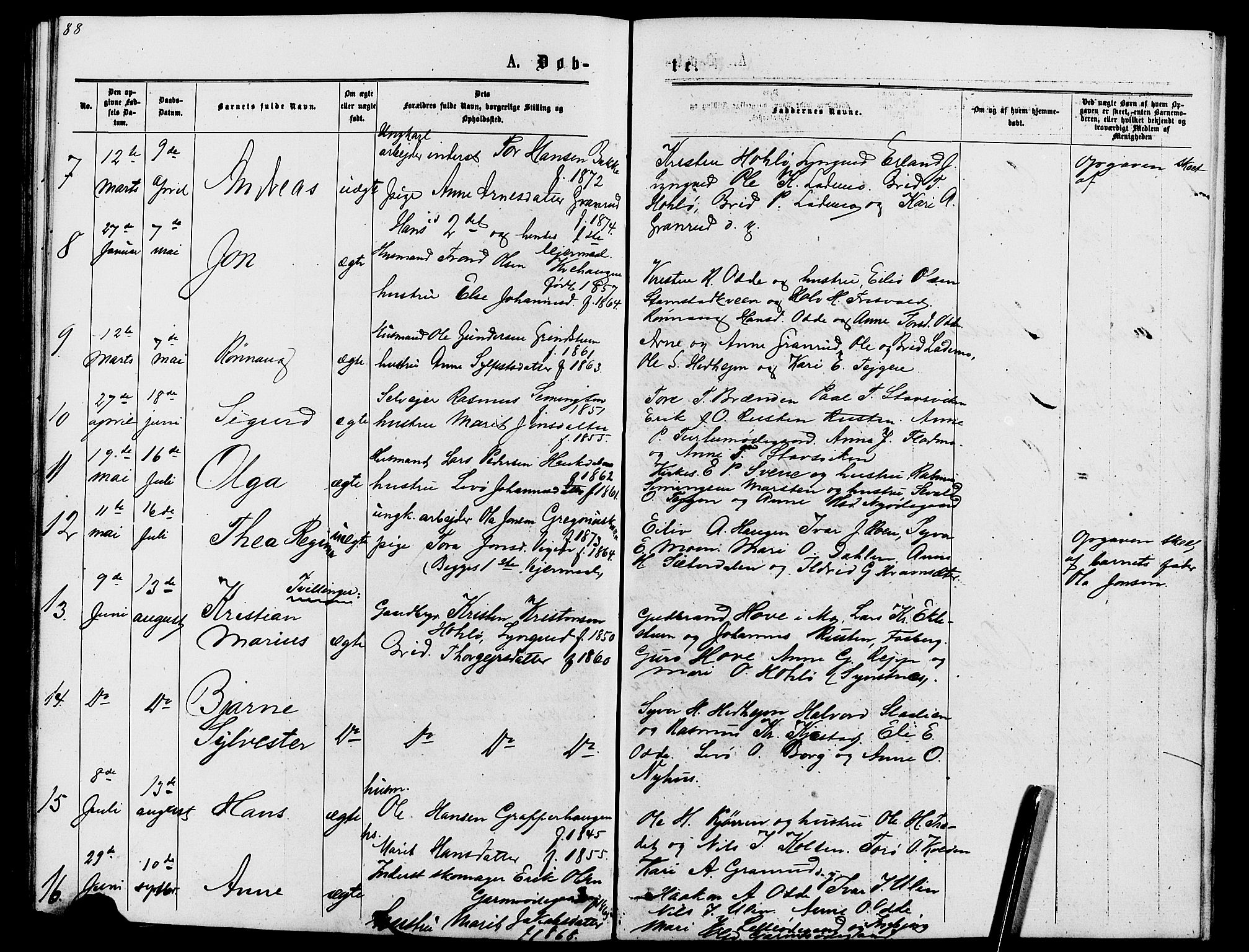 Lom prestekontor, SAH/PREST-070/L/L0005: Parish register (copy) no. 5, 1876-1901, p. 88-89