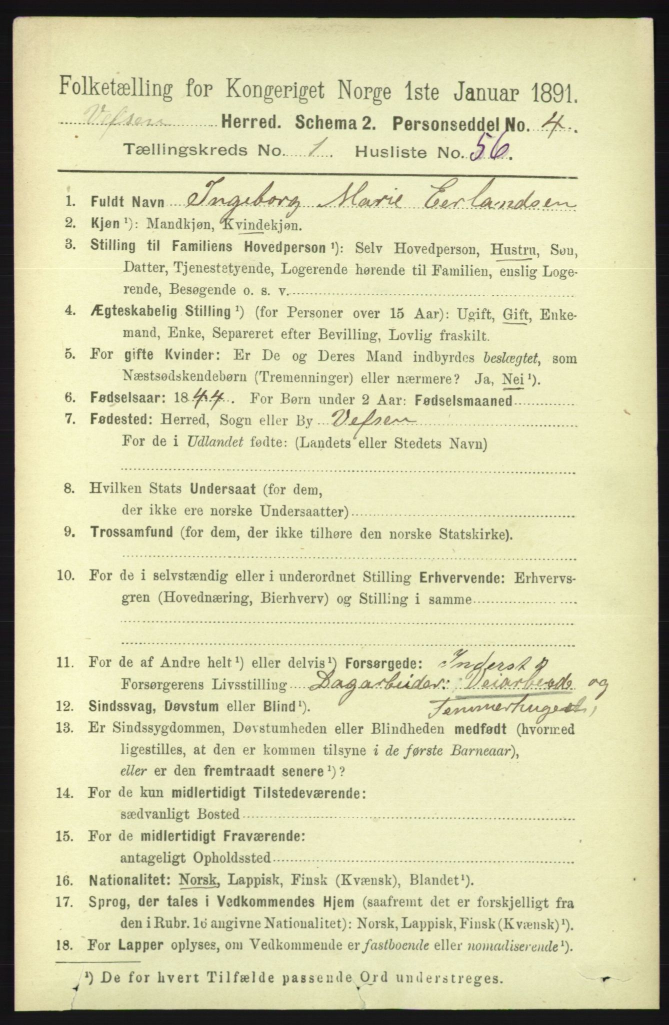 RA, 1891 census for 1824 Vefsn, 1891, p. 531