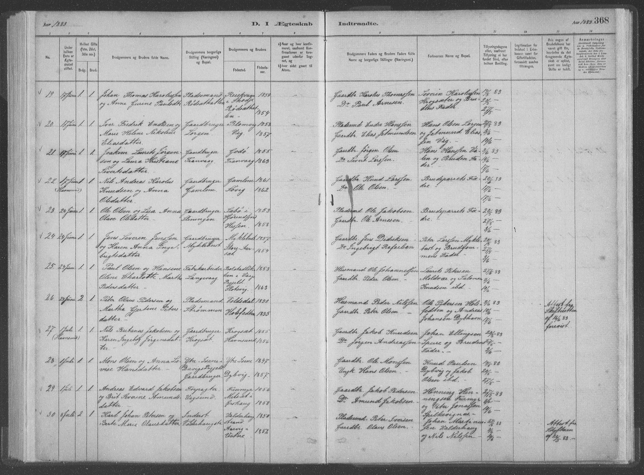 Ministerialprotokoller, klokkerbøker og fødselsregistre - Møre og Romsdal, SAT/A-1454/528/L0402: Parish register (official) no. 528A12II, 1880-1903, p. 368