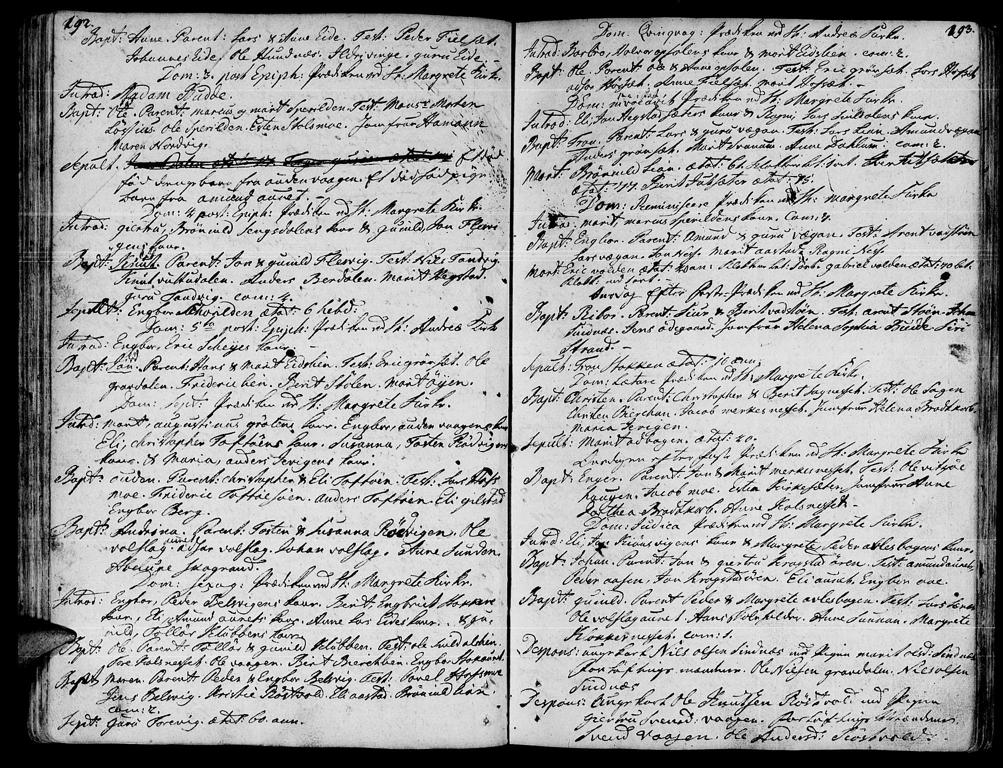 Ministerialprotokoller, klokkerbøker og fødselsregistre - Sør-Trøndelag, SAT/A-1456/630/L0489: Parish register (official) no. 630A02, 1757-1794, p. 192-193
