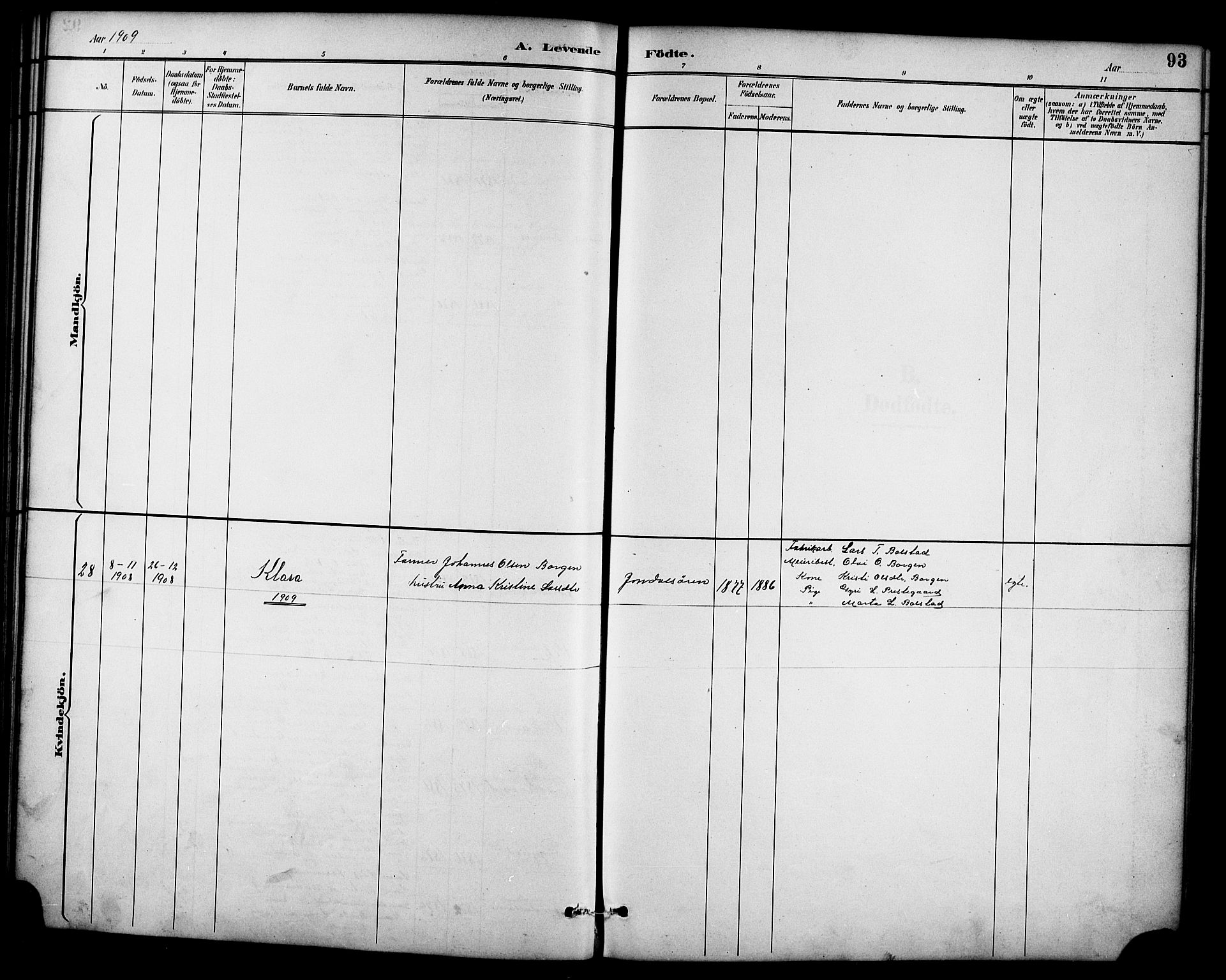 Ullensvang sokneprestembete, AV/SAB-A-78701/H/Hab: Parish register (copy) no. D 1, 1891-1908, p. 93