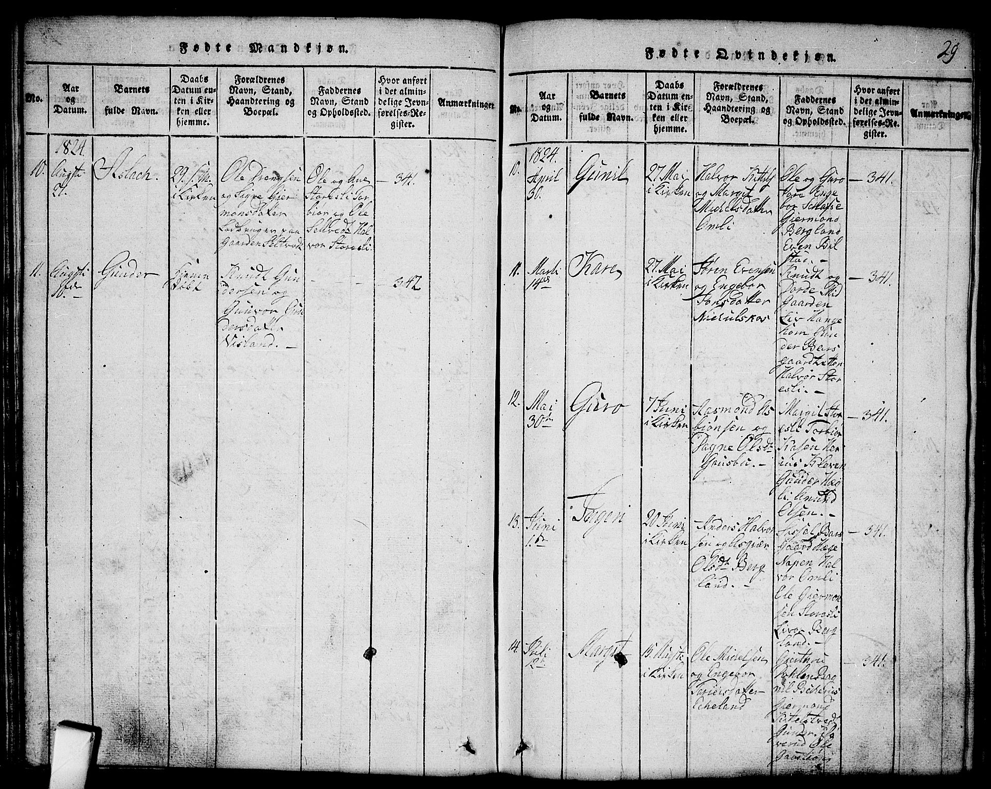 Mo kirkebøker, SAKO/A-286/G/Gb/L0001: Parish register (copy) no. II 1, 1814-1843, p. 29