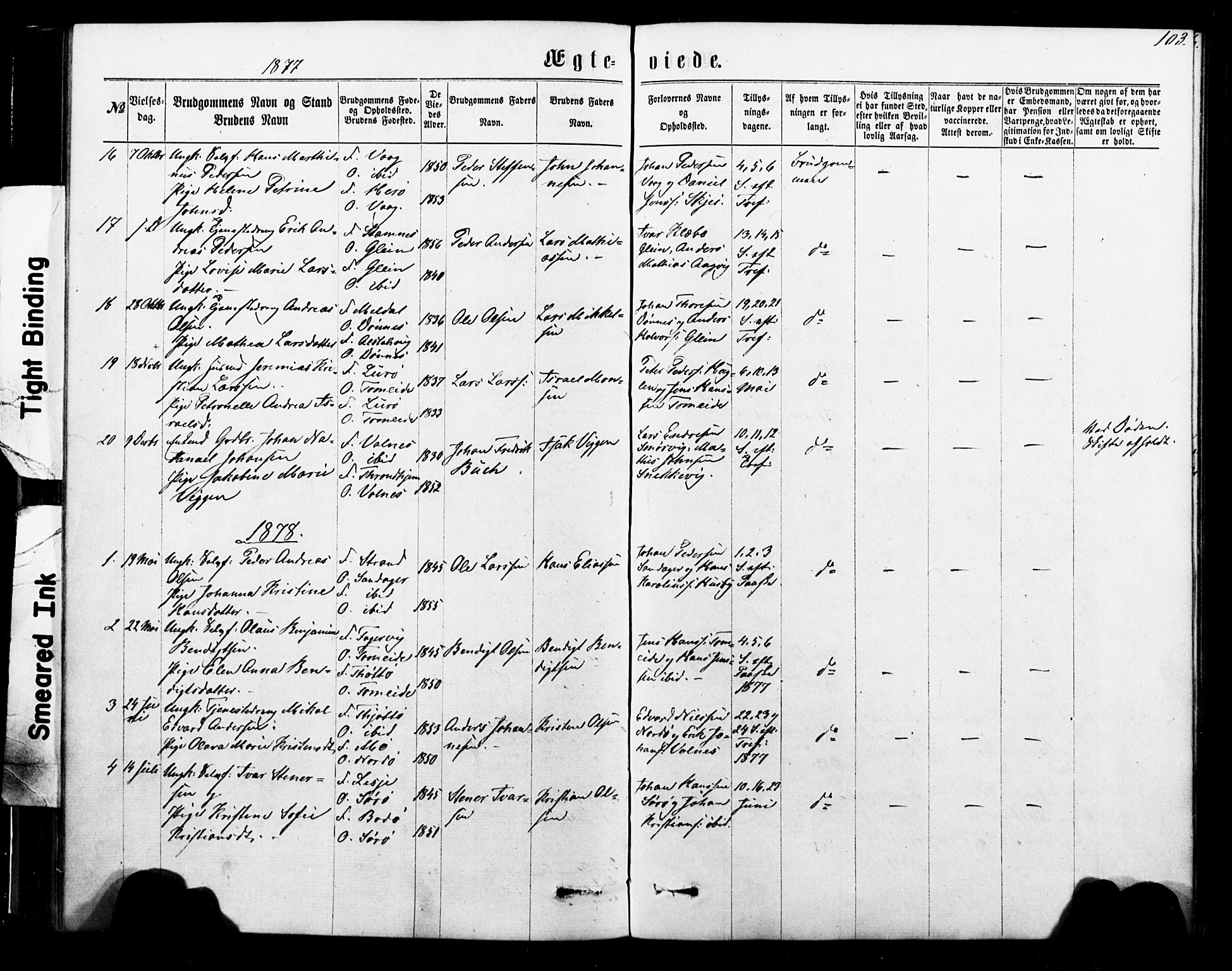 Ministerialprotokoller, klokkerbøker og fødselsregistre - Nordland, SAT/A-1459/835/L0524: Parish register (official) no. 835A02, 1865-1880, p. 103