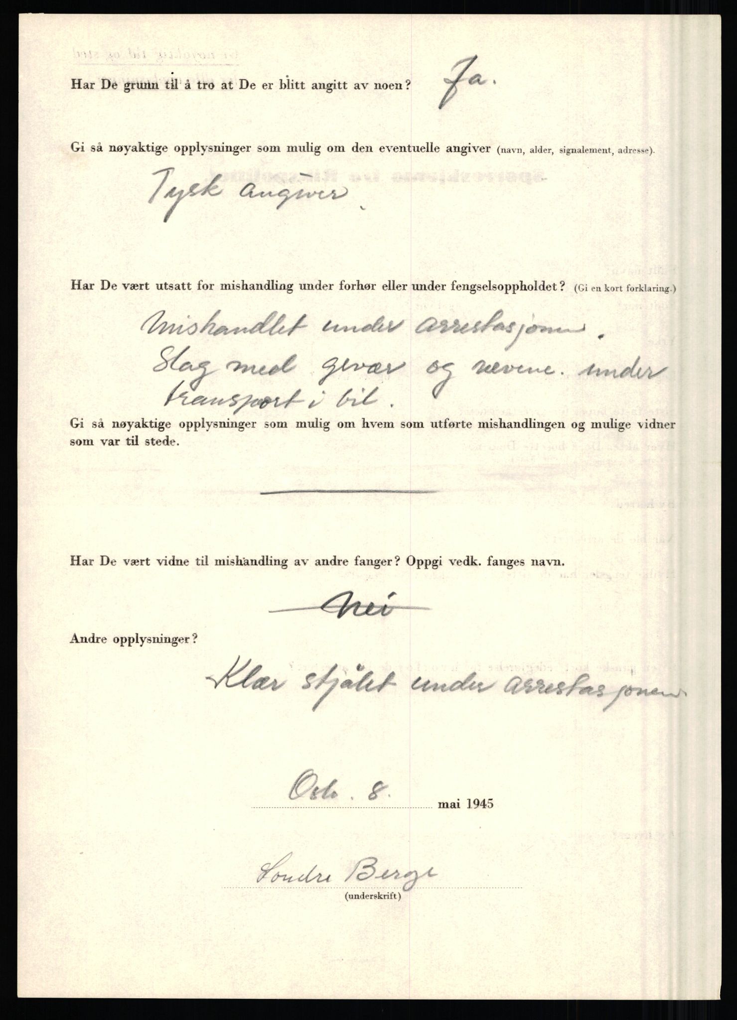 Rikspolitisjefen, AV/RA-S-1560/L/L0002: Berg, Alf - Bråthen, Thorleif, 1940-1945, p. 164