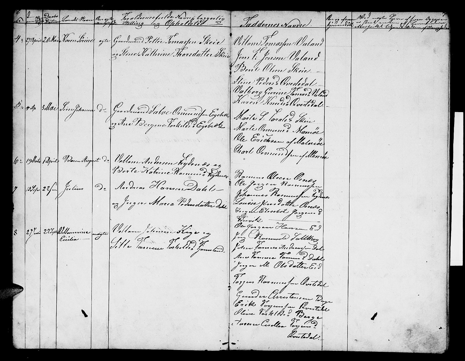 Mandal sokneprestkontor, AV/SAK-1111-0030/F/Fb/Fbb/L0003: Parish register (copy) no. B 3, 1848-1877, p. 6-7