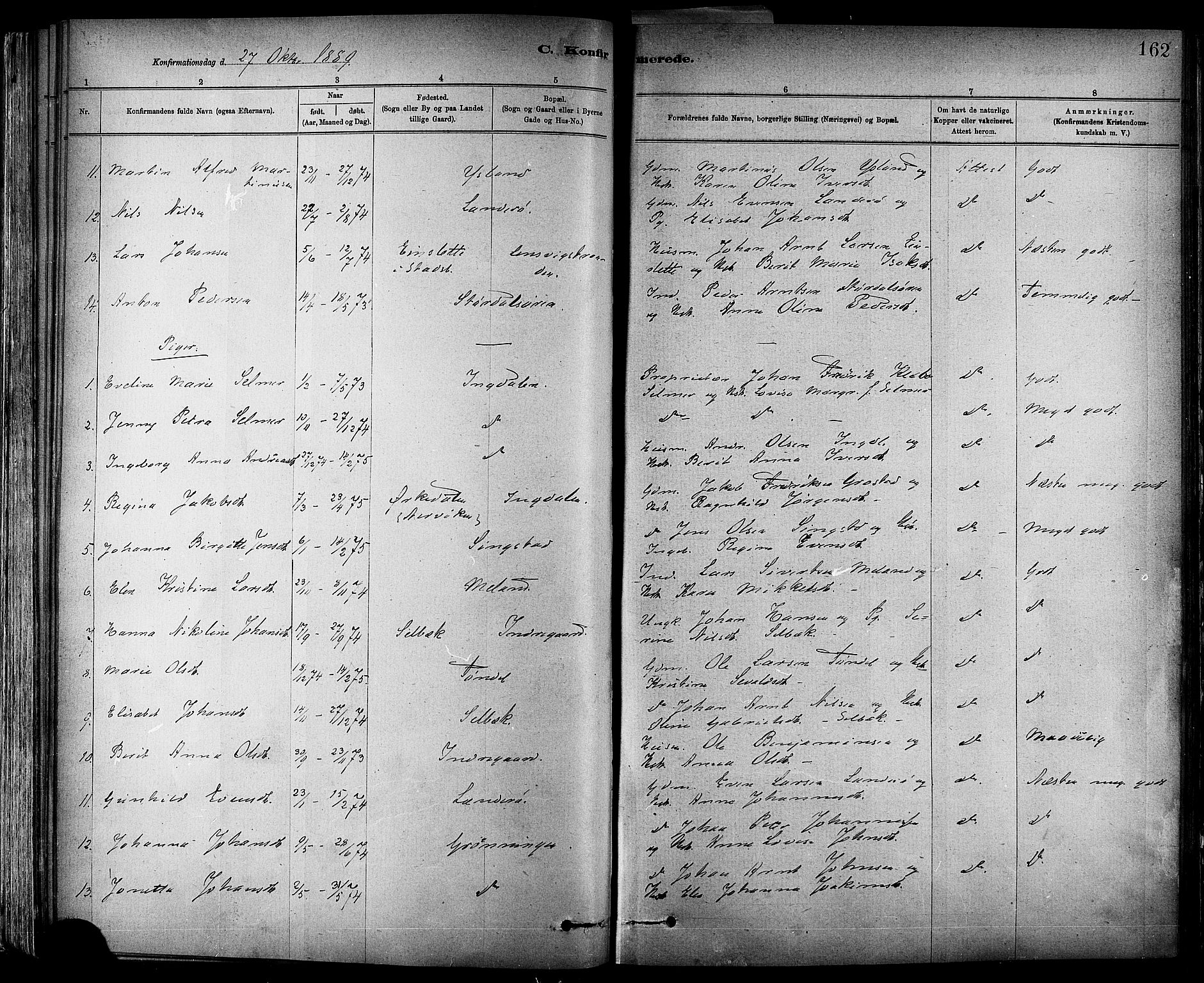 Ministerialprotokoller, klokkerbøker og fødselsregistre - Sør-Trøndelag, AV/SAT-A-1456/647/L0634: Parish register (official) no. 647A01, 1885-1896, p. 162